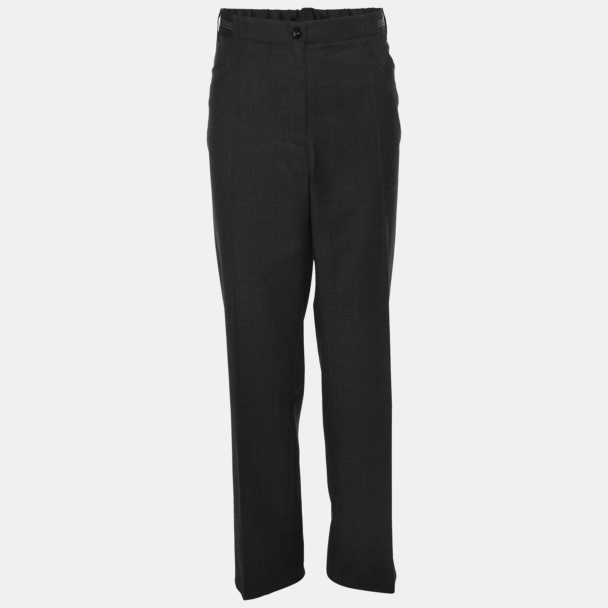 Pre-owned Elena Miro' Elena Mire Dark Grey Wool Blend Trousers Xxl In Gray