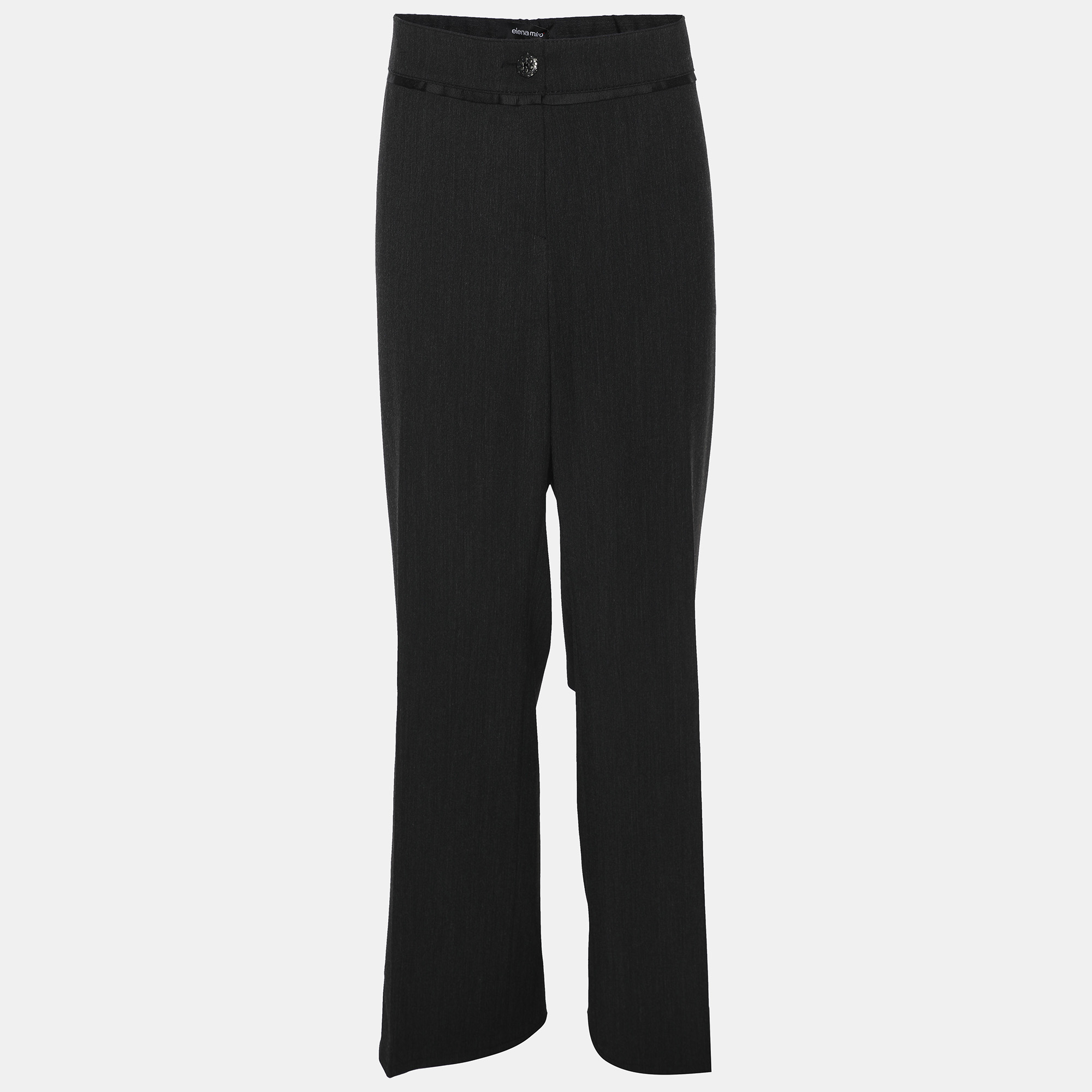Pre-owned Elena Miro' Dark Grey Wool Blend Trousers Xxl In Gray