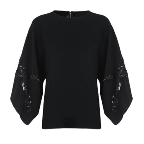 Elie Saab Black Wide-Sleeved Top M