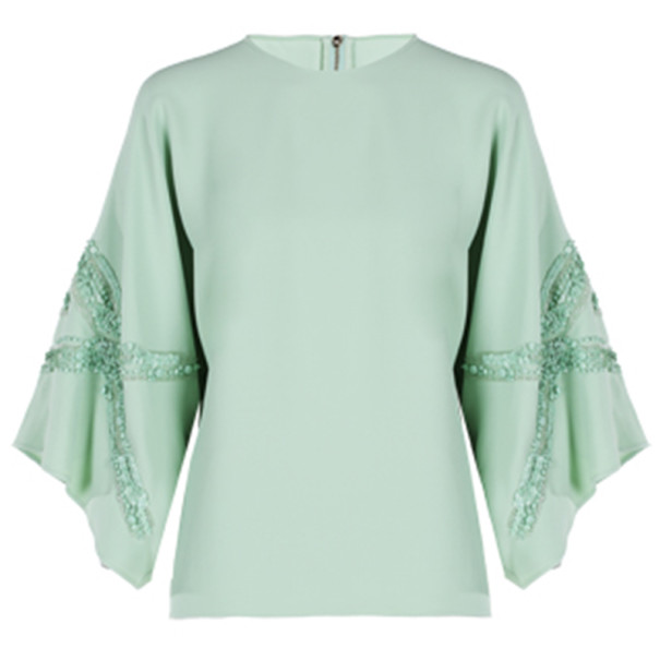 Pre Owned Elie Saab Mint Wide-Sleeved Top M