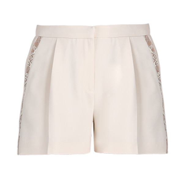 Pre Owned Elie Saab White Lace-Detailed Shorts M