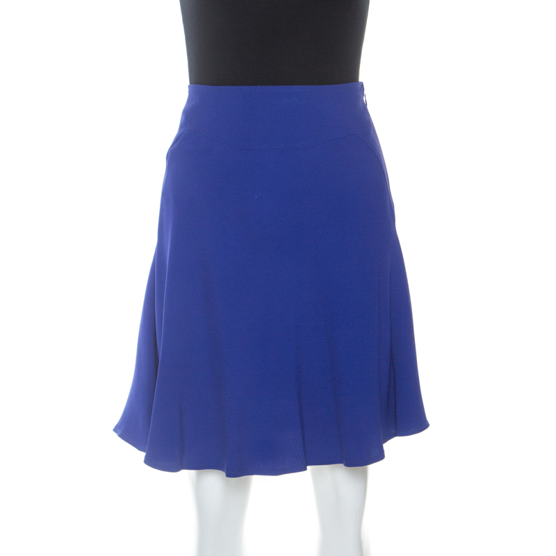 

Elie Saab Blue Crepe Flared Skirt