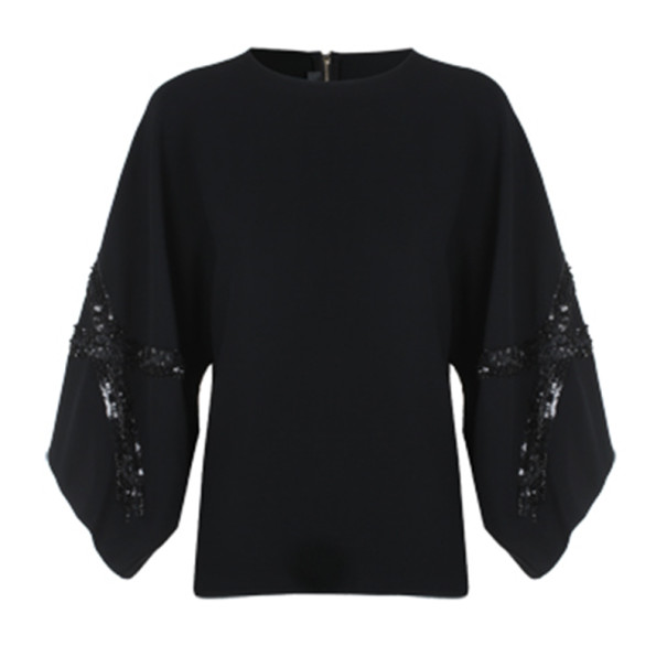 Pre Owned Elie Saab Black Wide-Sleeved Top M