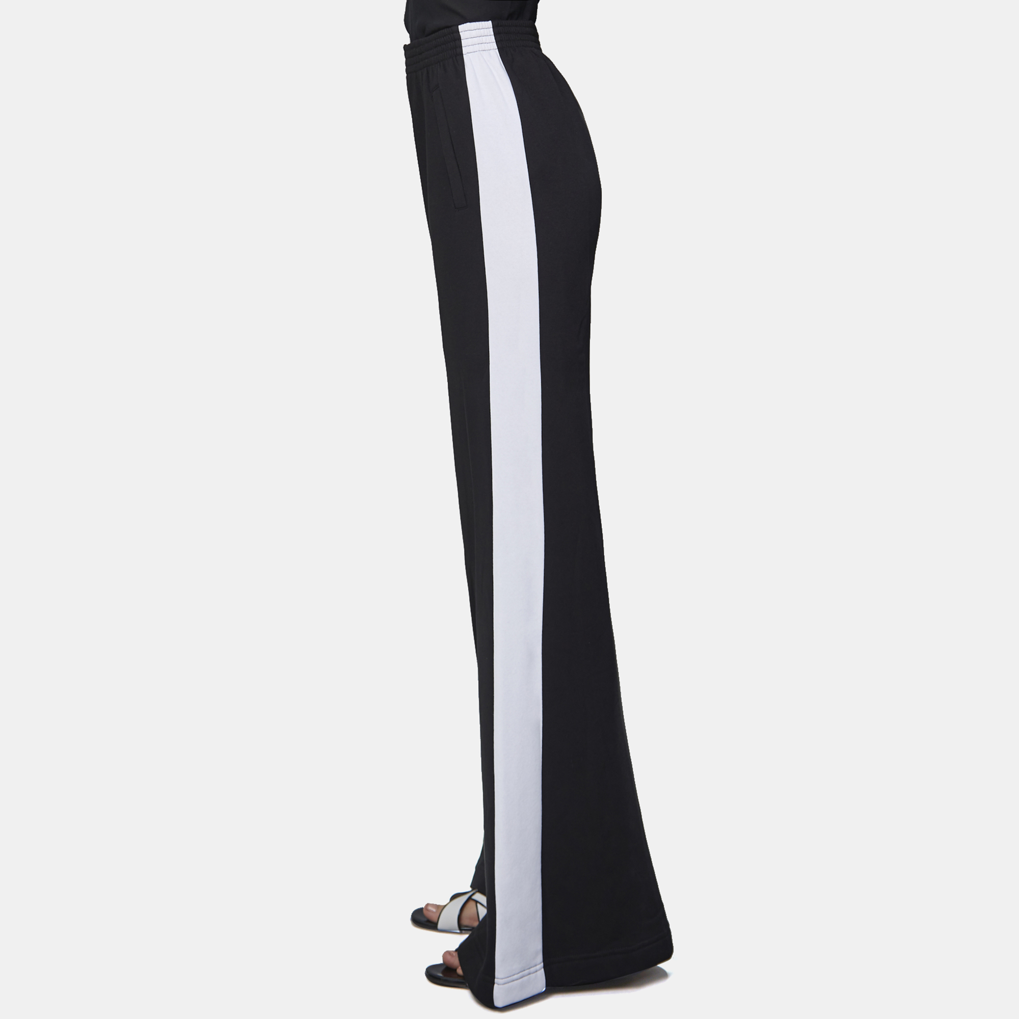

Elie Saab Black & White Cotton Side Stripe Wide Leg Trousers