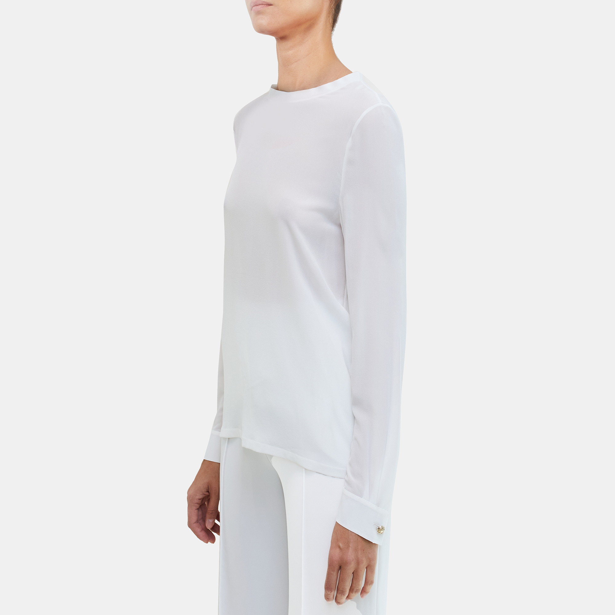 

Elie Saab White Silk Long Sleeve Blouse