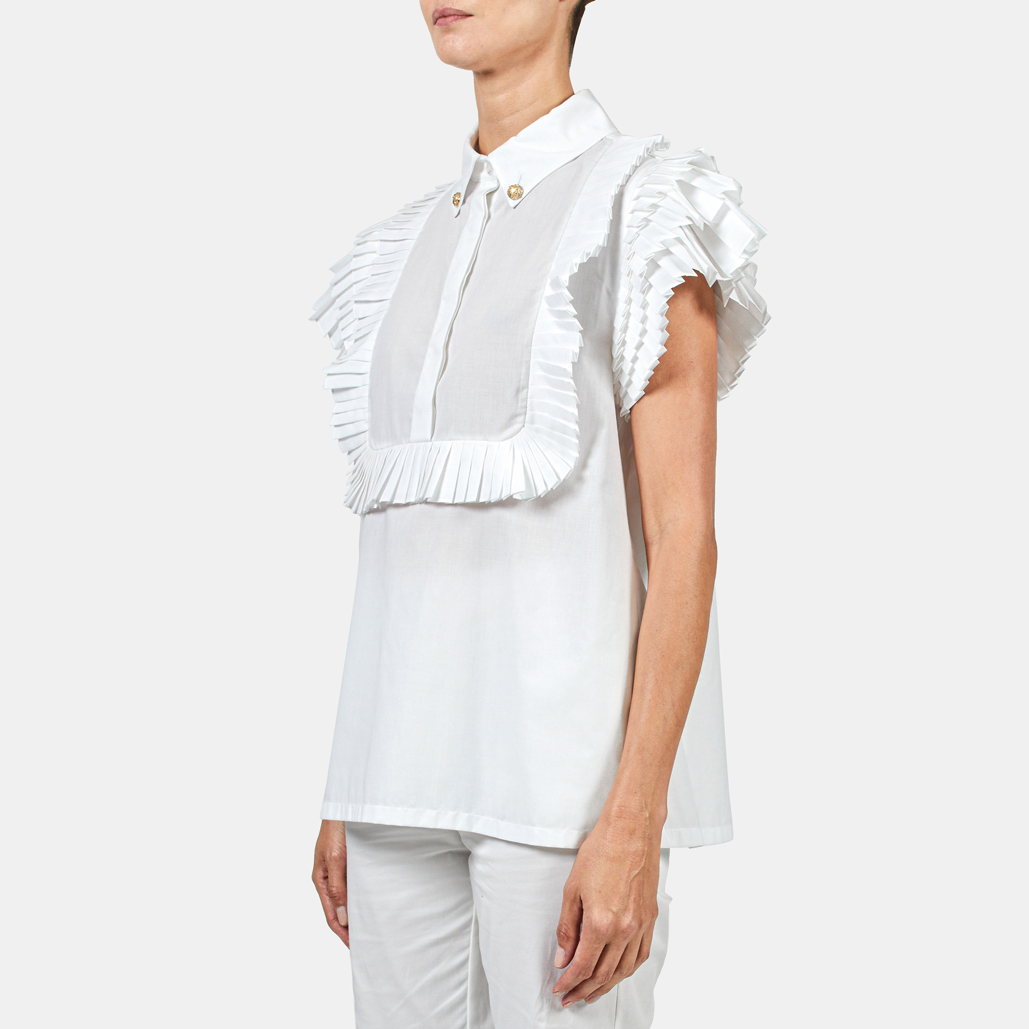 

Elie Saab White Poplin Frill Detail Blouse