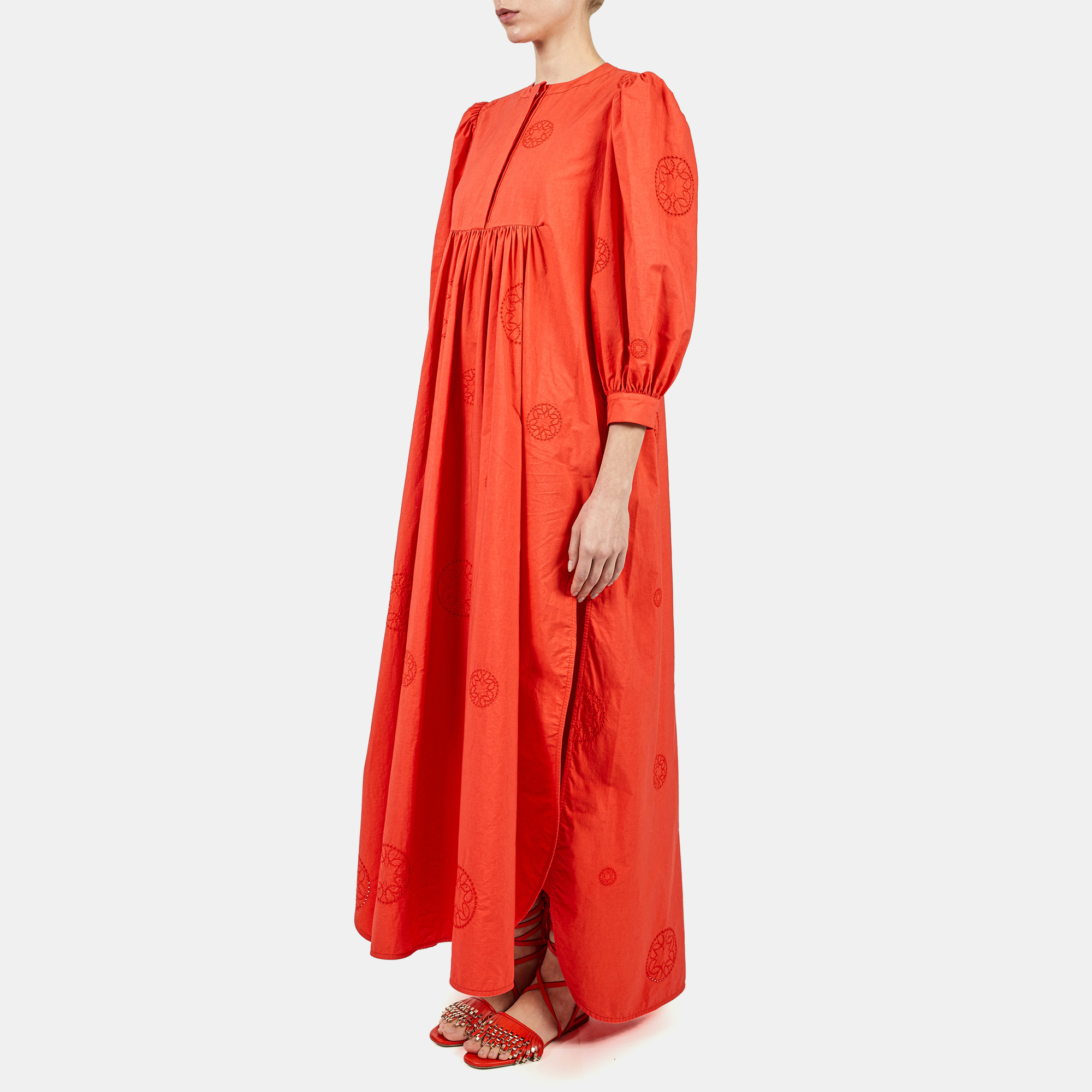 

Elie Saab Sunset Orange Embroidered Cotton Long Kaftan