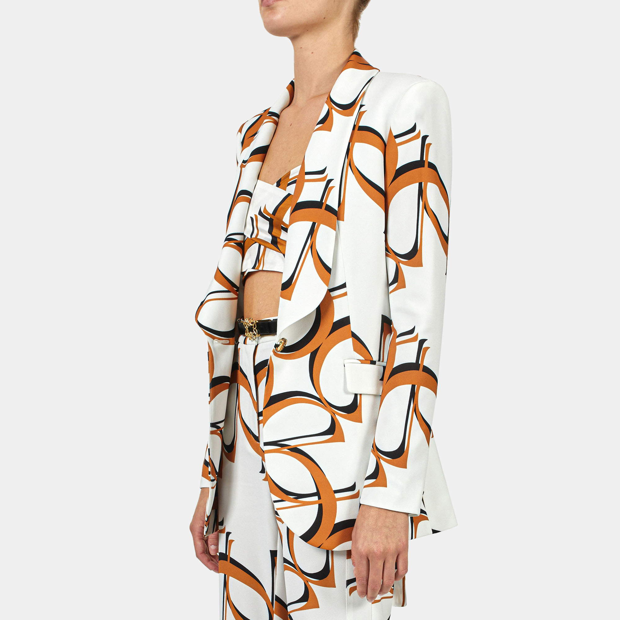 

Elie Saab Monogram Fever Printed Cady Monogram Fever Blazer, White