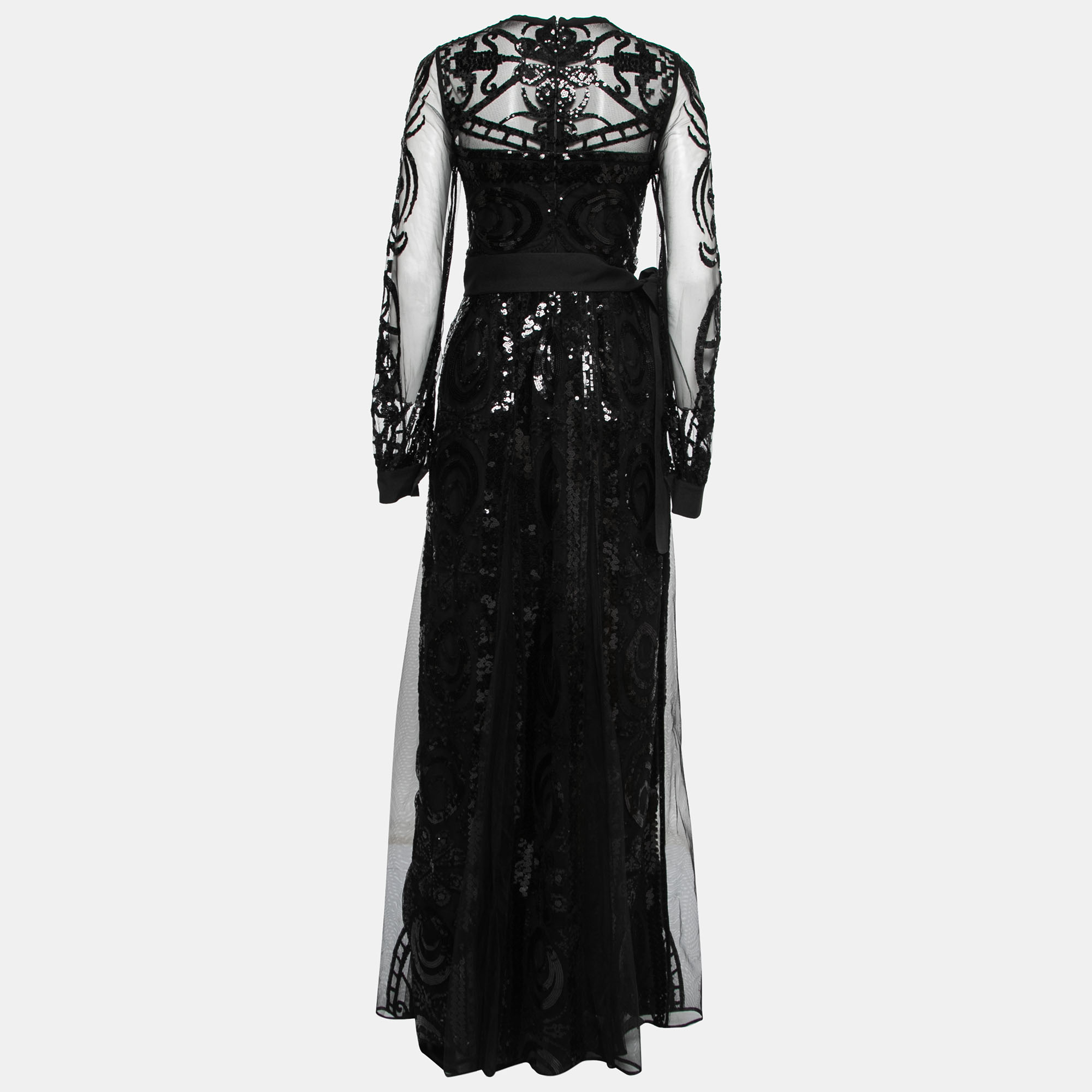 

Elie Saab Black Sequins Embellished Long Dress