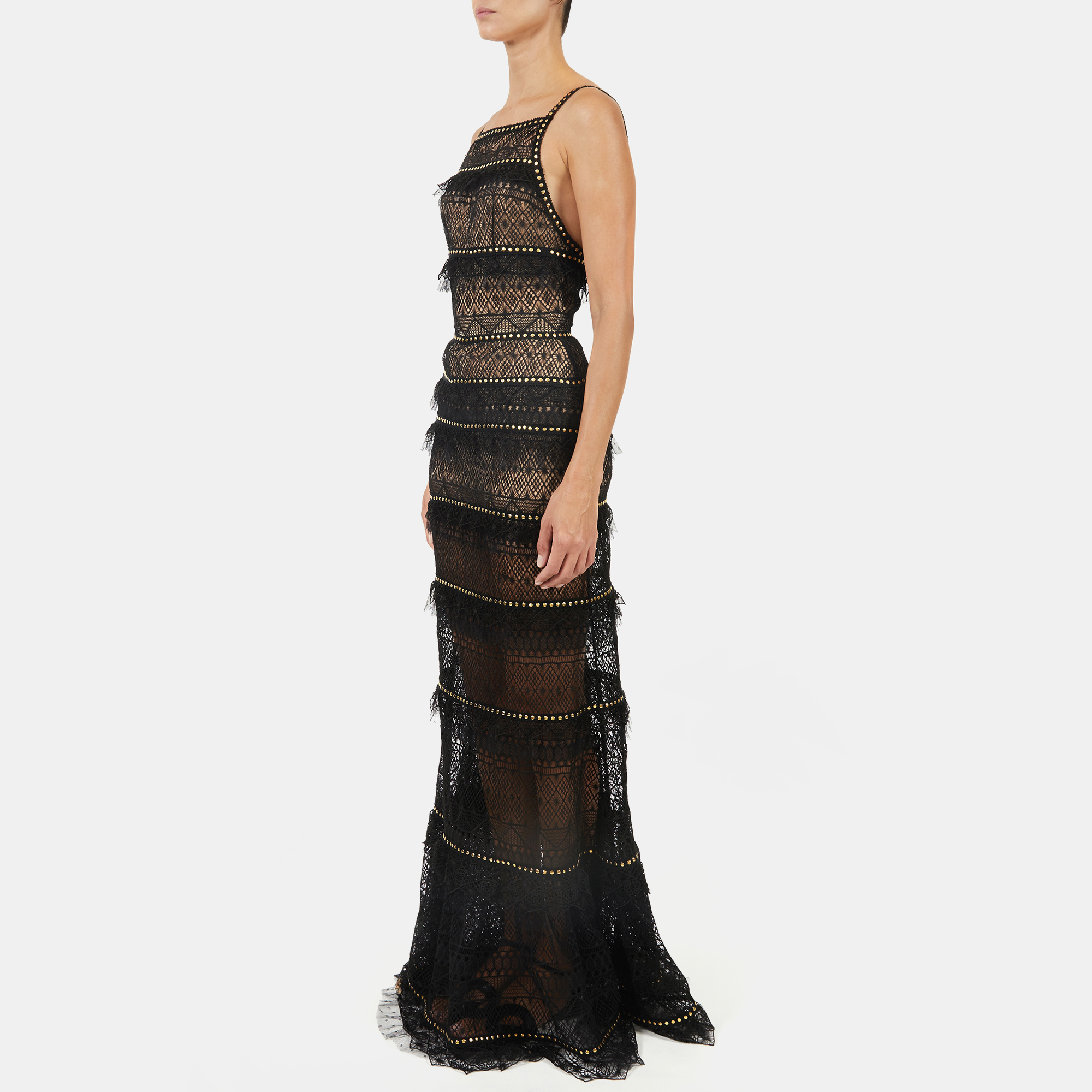 

Elie Saab Black Lace Sleeveless Long Dress