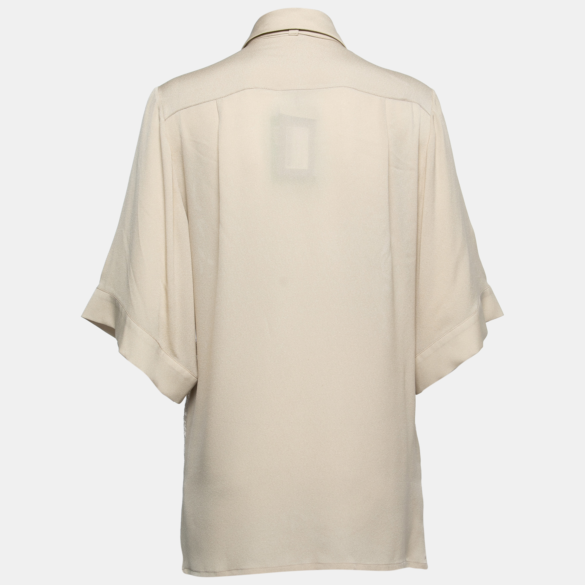 

Elie Saab Castle Wall Sequins Embellished Short Sleeve Button Front Shirt, Beige