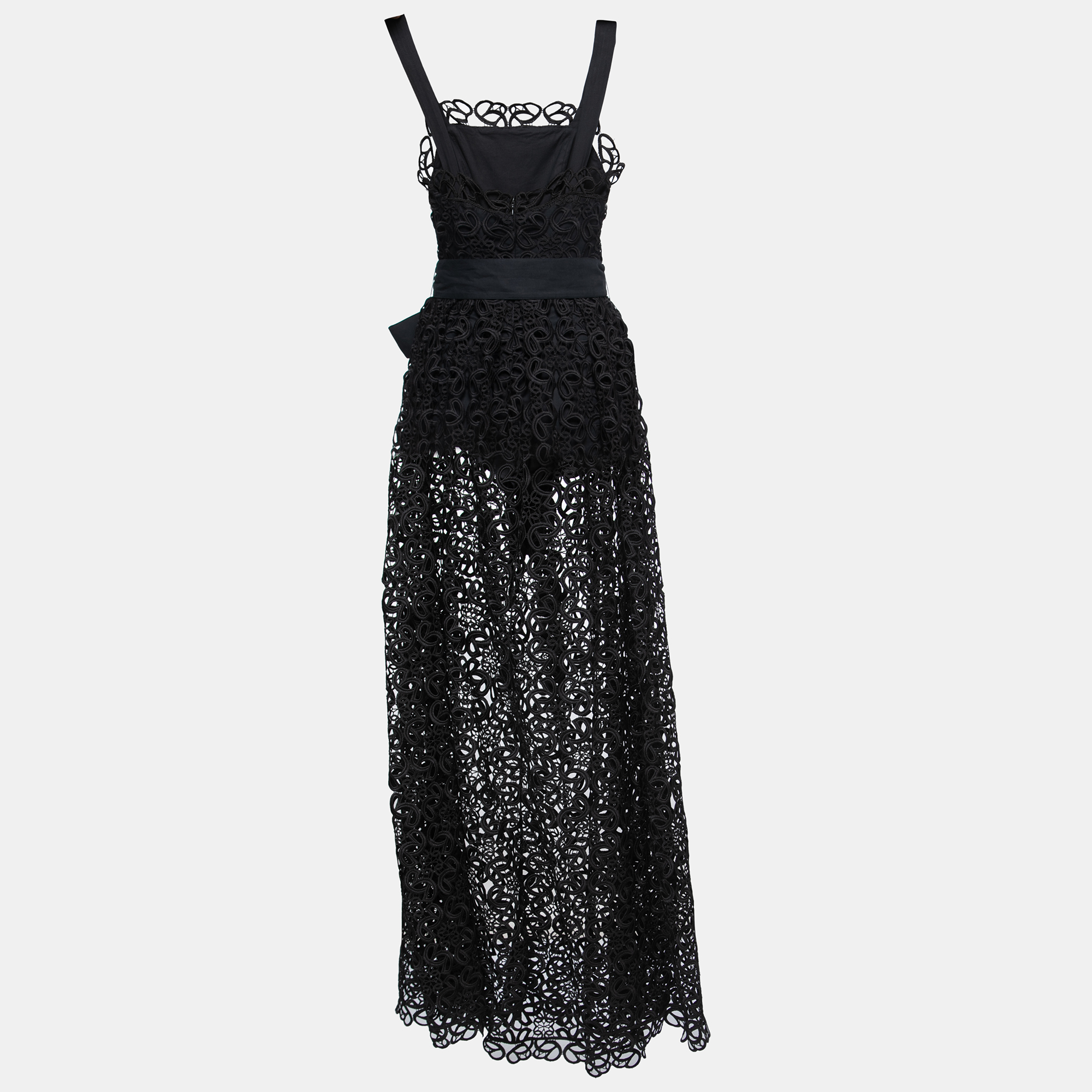 

Elie Saab Black Macrame Lace Long Dress