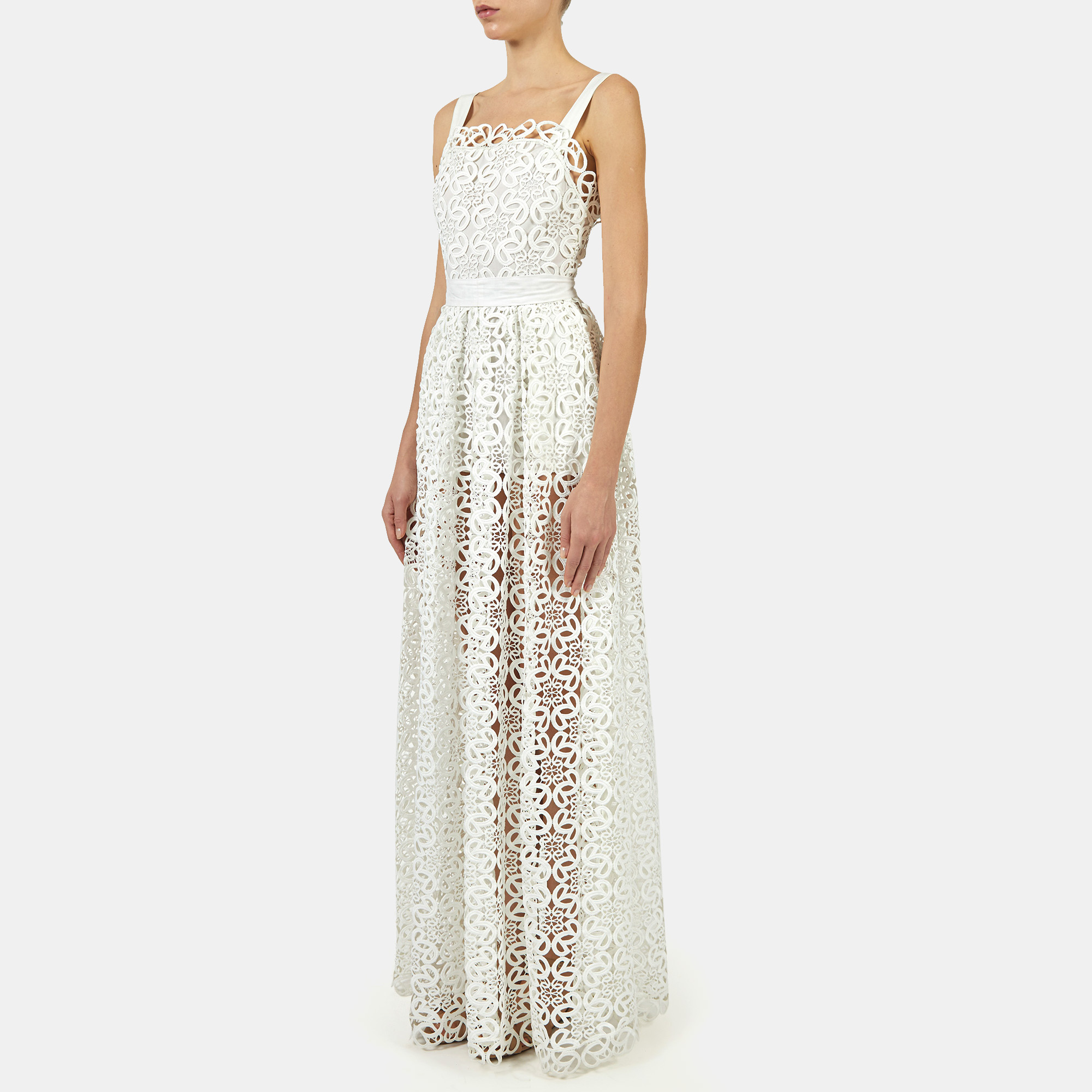 

Elie Saab White Macrame Lace Long Dress L