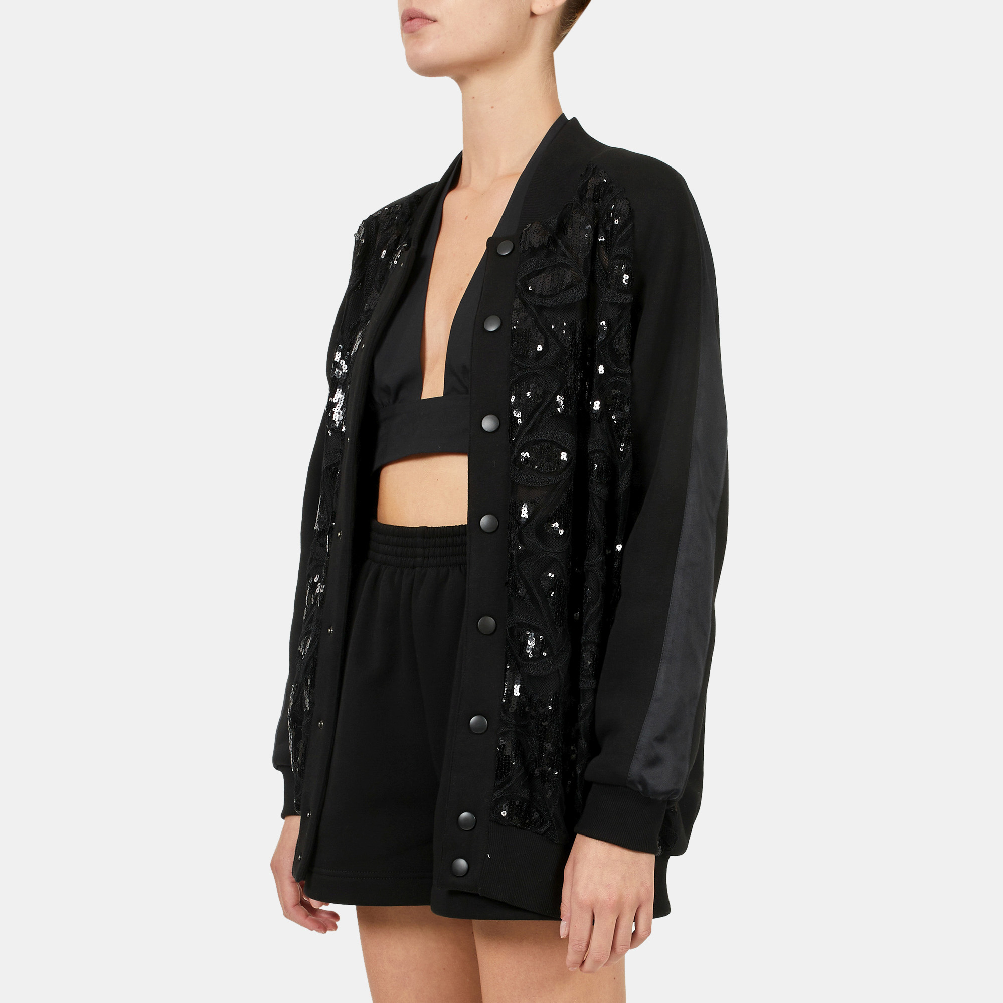 

Elie Saab Black Sequins Embellished Long Sleeve Bomber Jacket