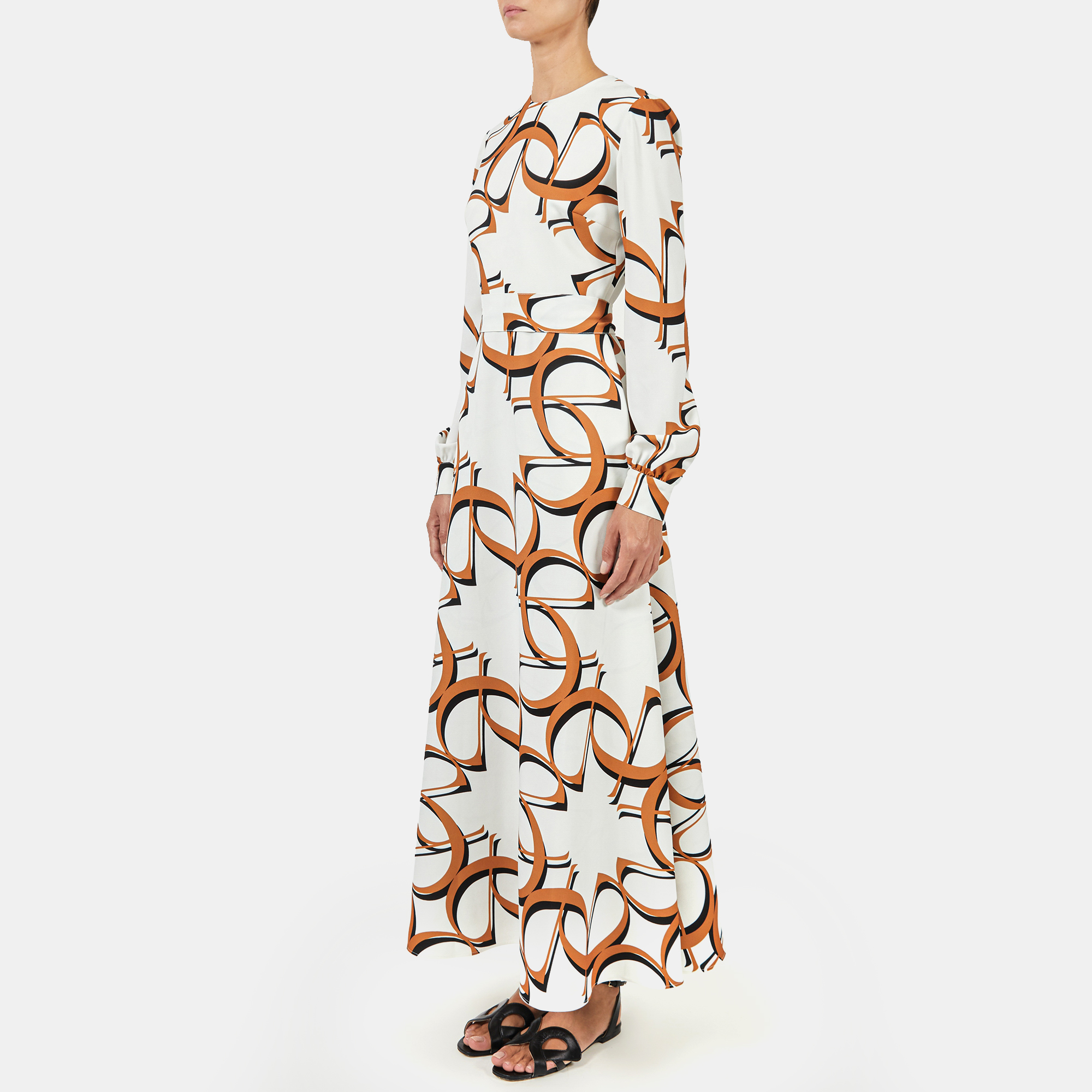 

Elie Saab Monogram Fever Printed Cady Long Dress, White