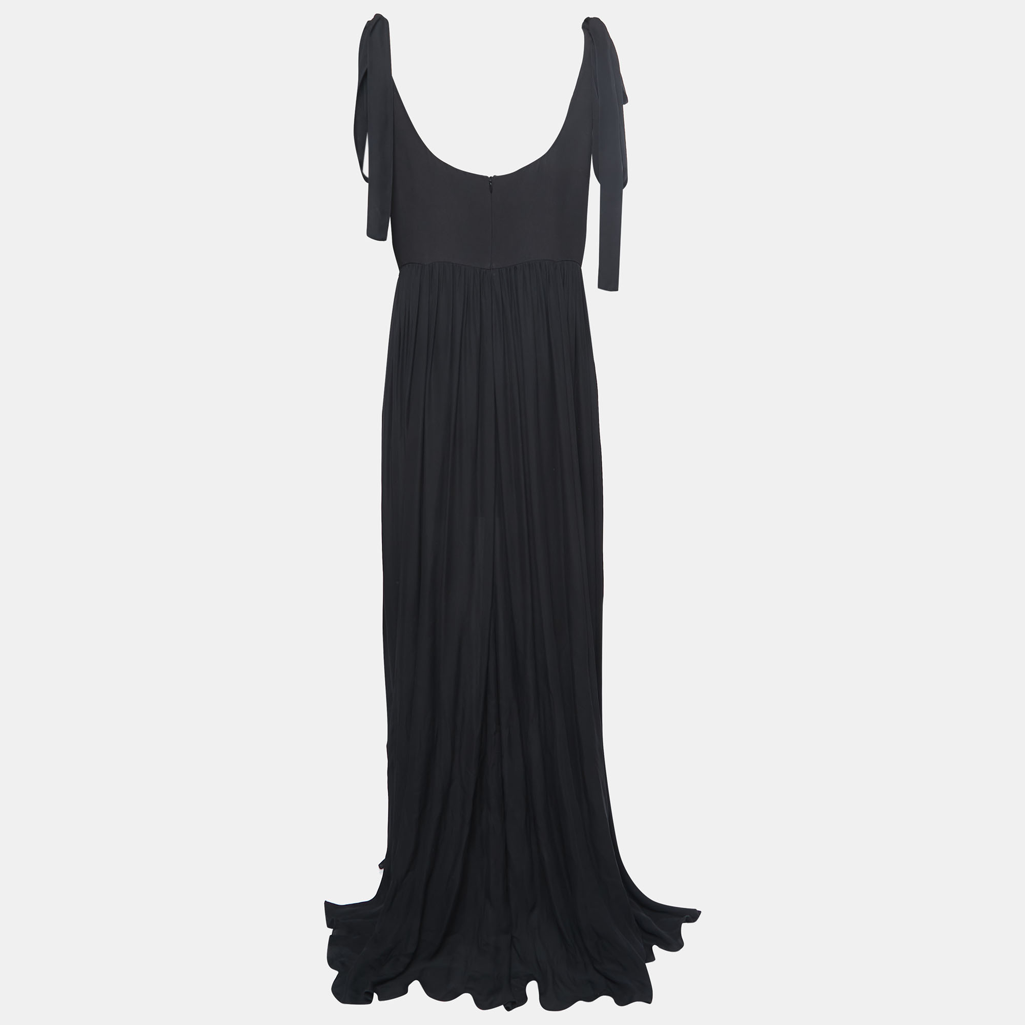 

Elie Saab Black Silk Embellished Sleeveless Maxi Dress