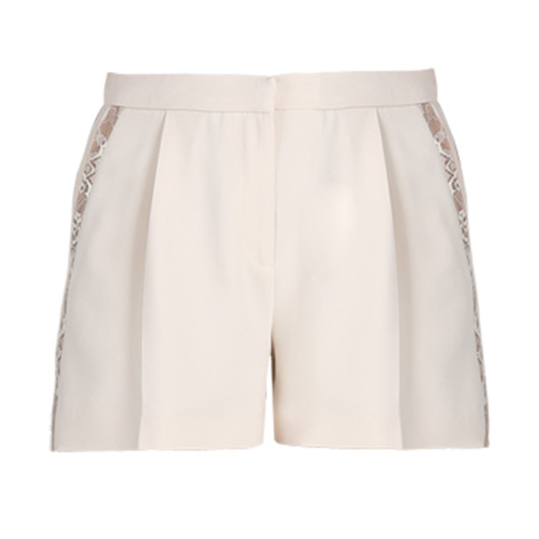 Elie Saab Cream Lace-Detailed Shorts M