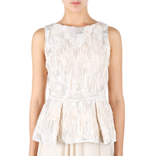 

Elie Saab White Embroidered Sleeveless Top