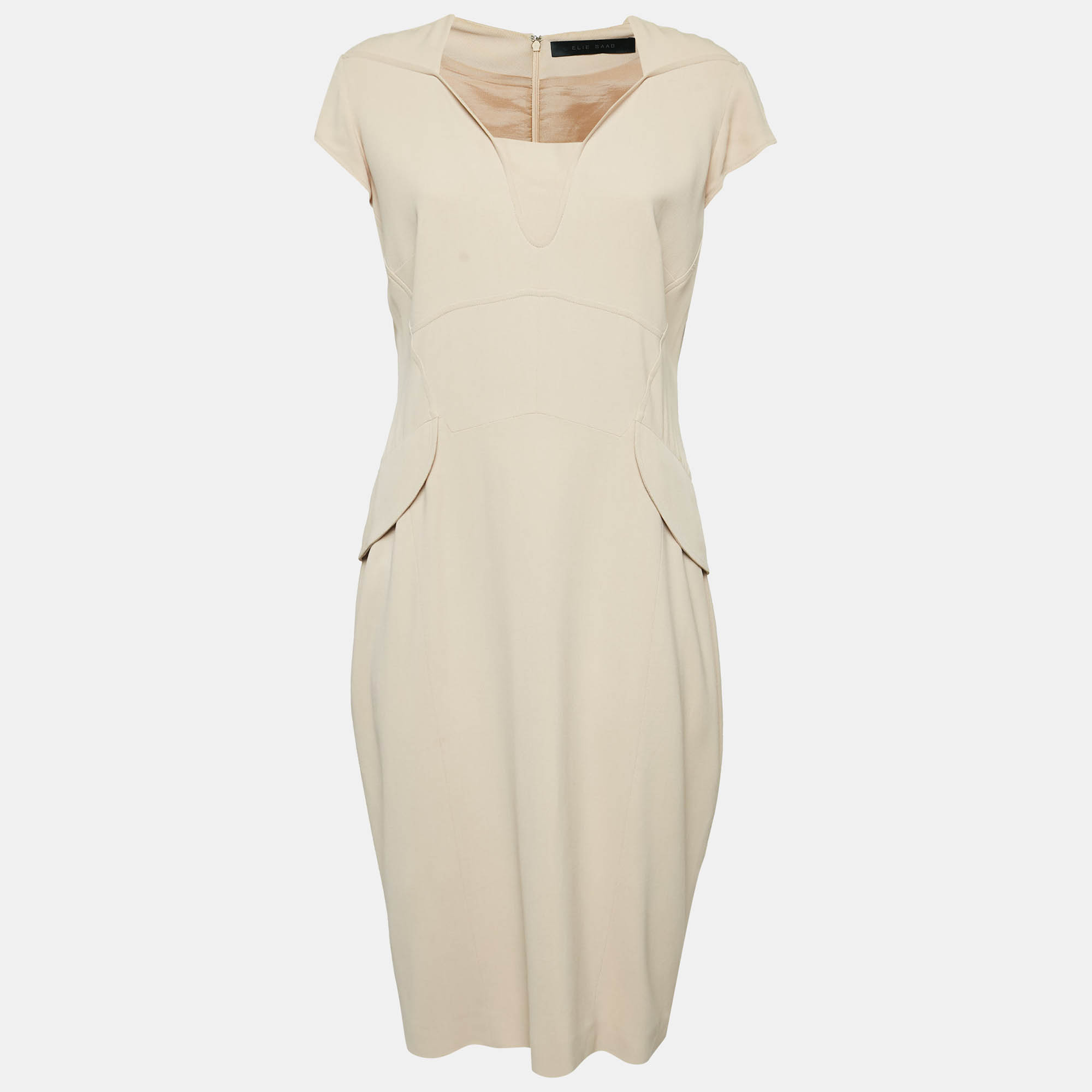 

Elie Saab Beige Crepe Short Dress M