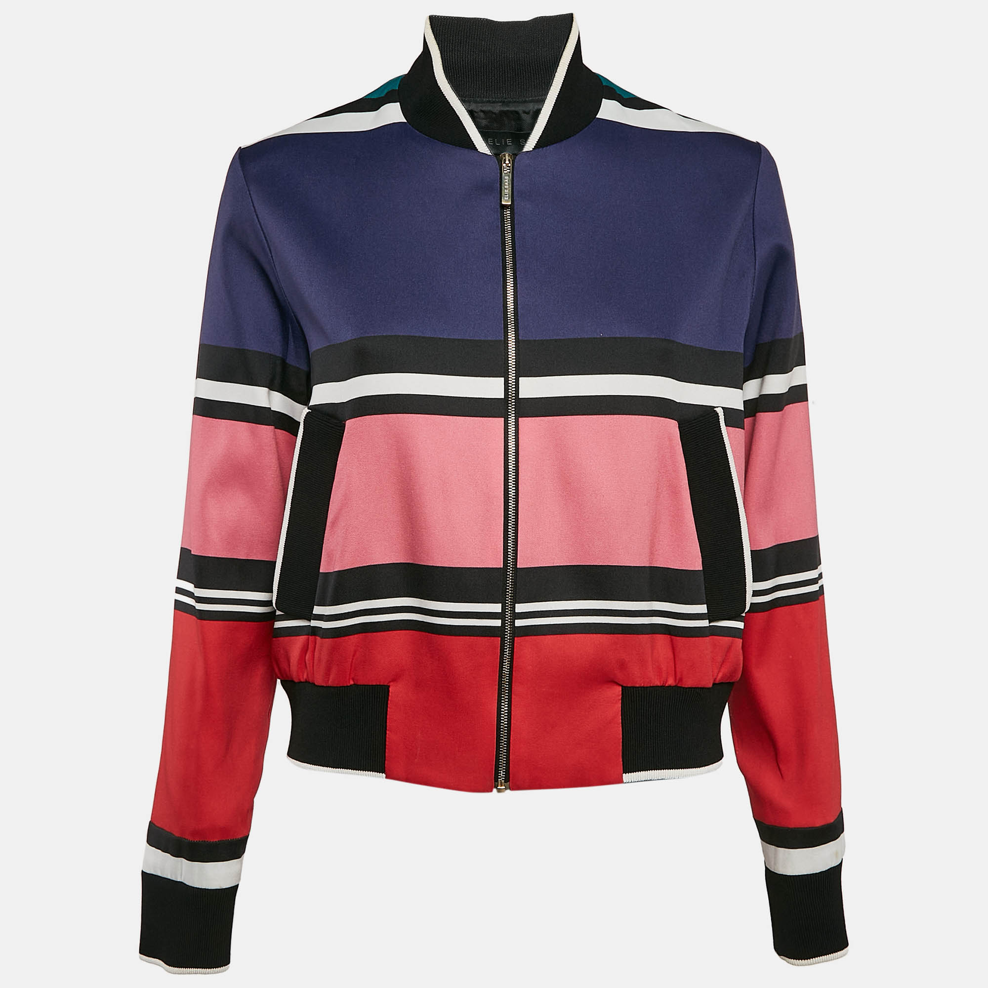 

Elie Saab Multicolor Striped Zip Up Bomber Jacket S