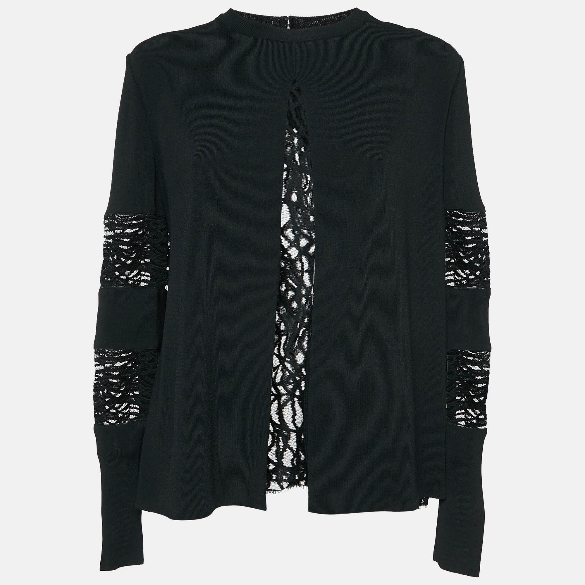 

Elie Saab Black Knit & Lace Paneled Long Sleeve Top M