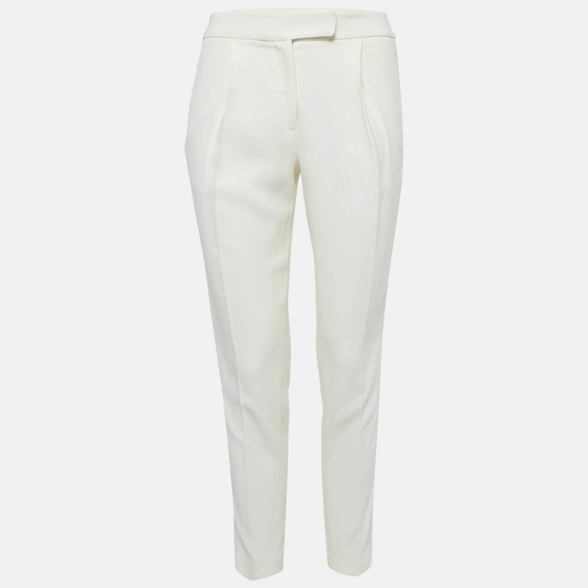 

Elie Saab White Side Stripe Crepe Trousers XS