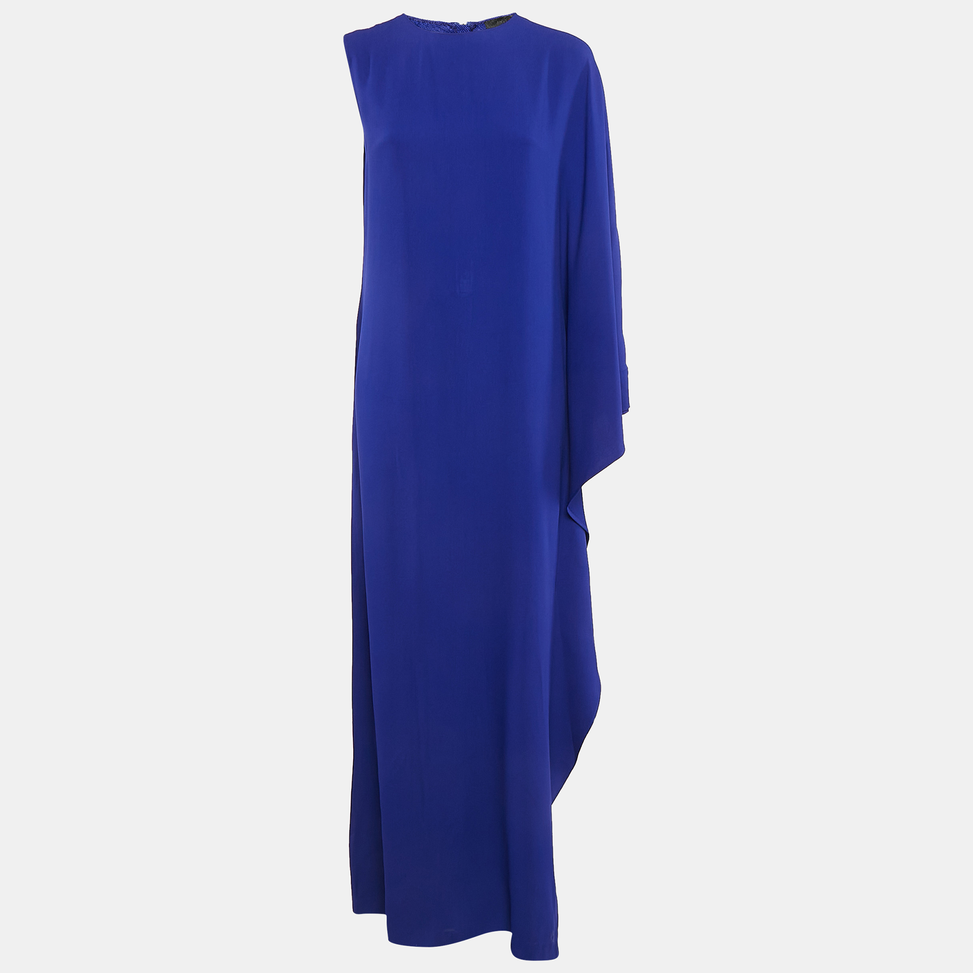 

Elie Saab Blue Crepe Asymmetric Sleeve Maxi Kaftan Dress M