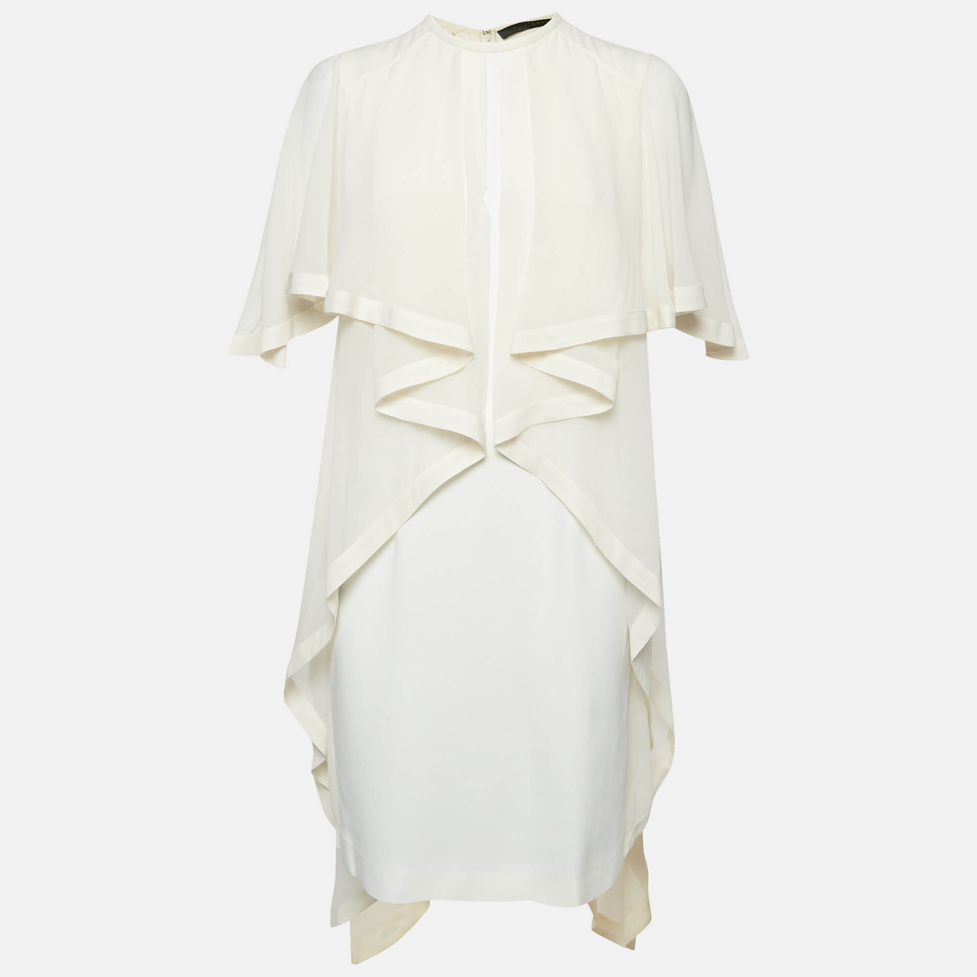 

Elie Saab Ivory Silk and Jersey Ruffled Short Dress M, Green