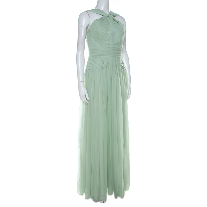 

Elie Saab Mint Green Silk Georgette Pleated Dress