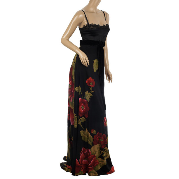 

Elie Saab Floral Print Black Gown