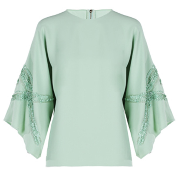Pre Owned Elie Saab Mint Wide-Sleeved Top L
