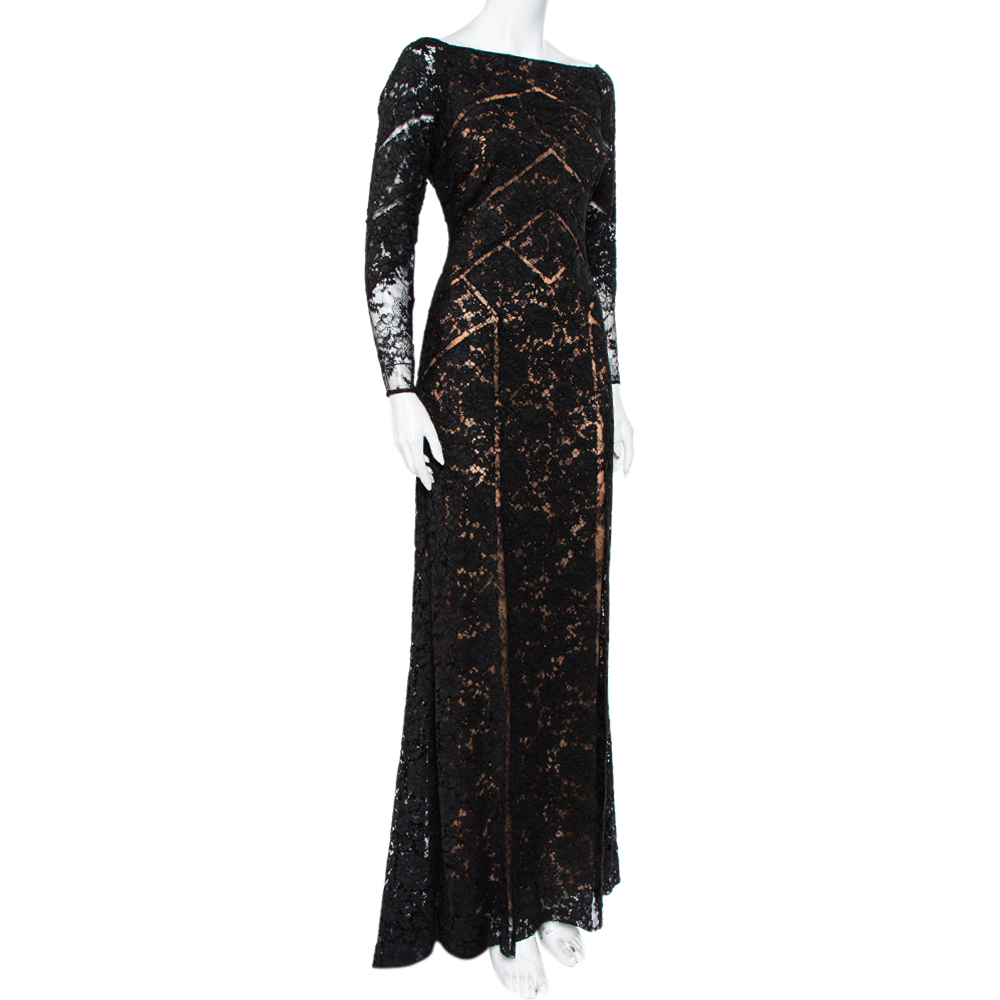 

Elie Saab Black Lace Paneled Gown