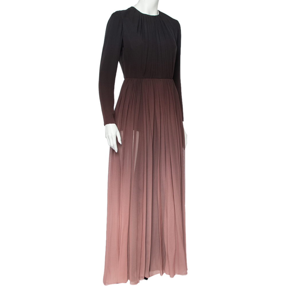 

Elie Saab Brown Ombre Silk Draped Maxi Dress