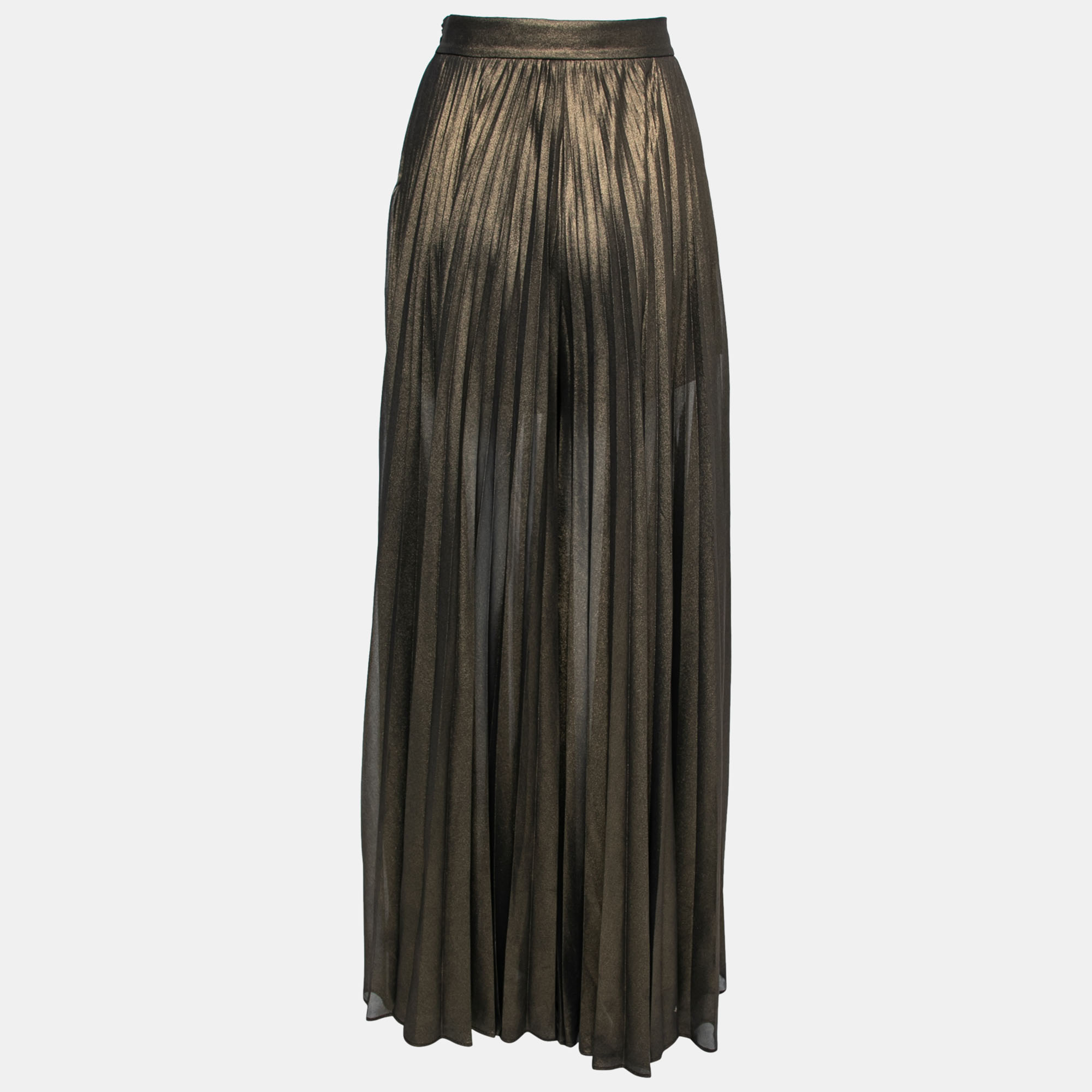 

Elie Saab Metallic Crepe Plisse Palazzo Pants