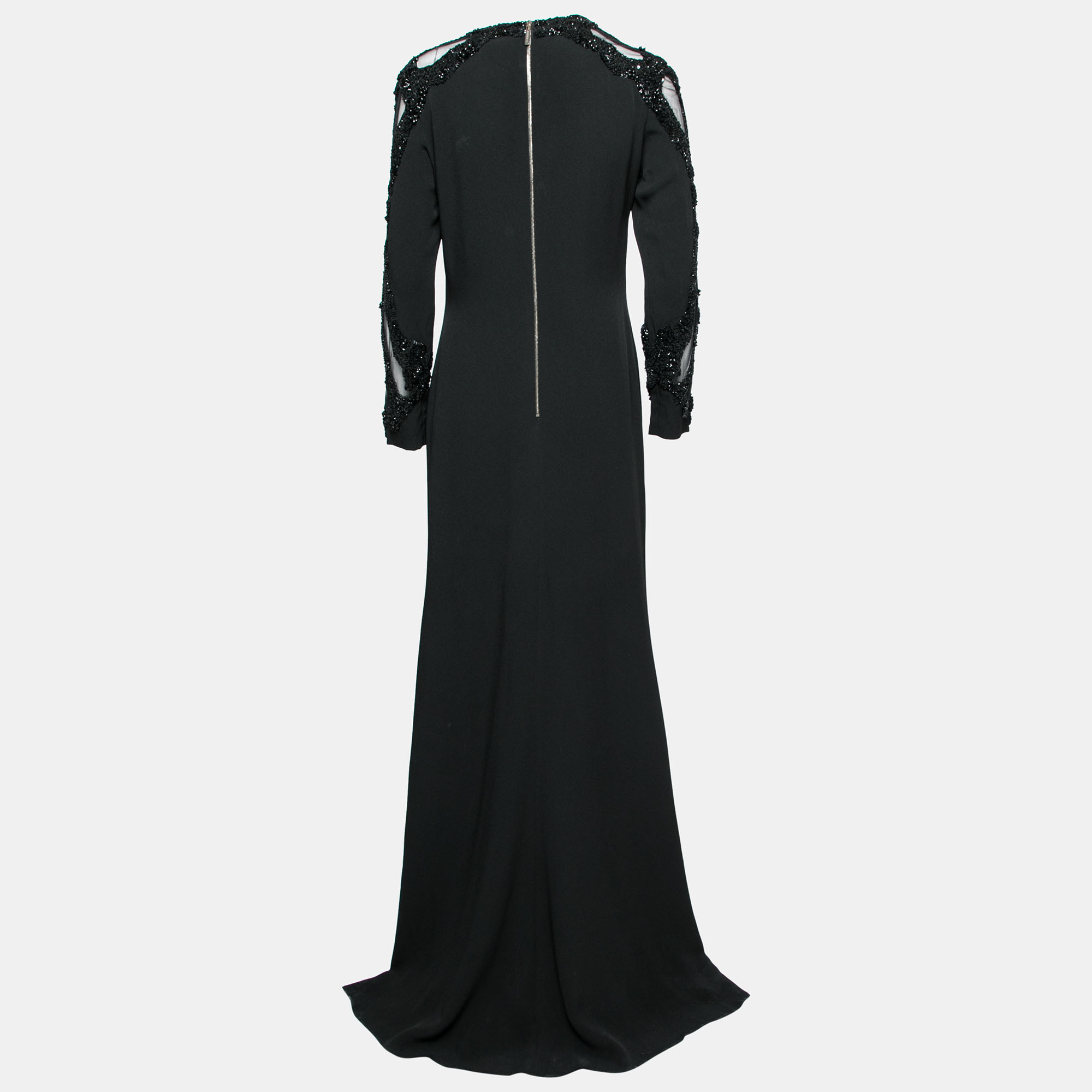 

Elie Saab Black Crepe Bead Embroidered Embellished Long Sleeve Dress