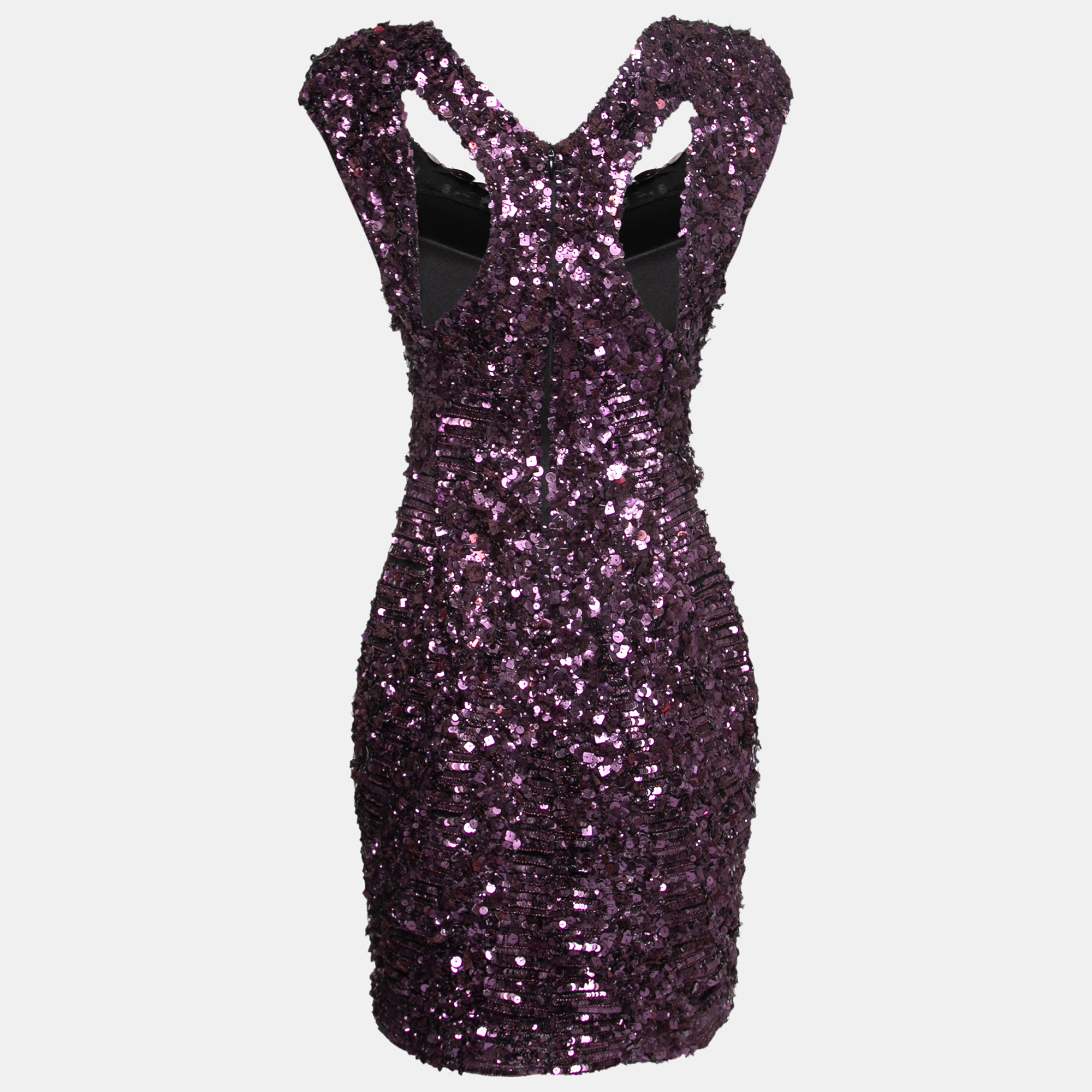 

Elie Saab Purple Sequin-Embellished Cutout Mini Dress