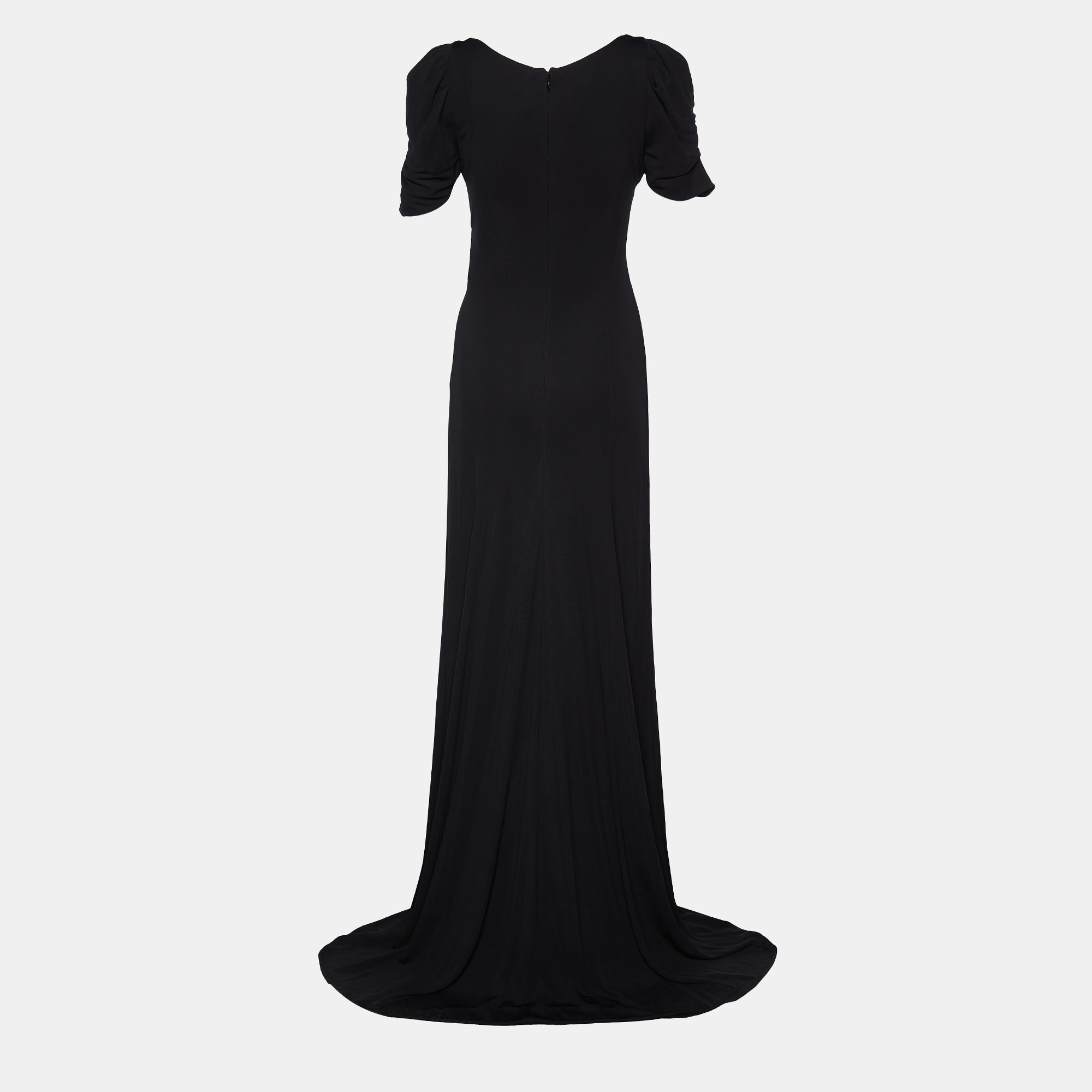 

Elie Saab Black Jersey Gathered Yoke Detail Gown