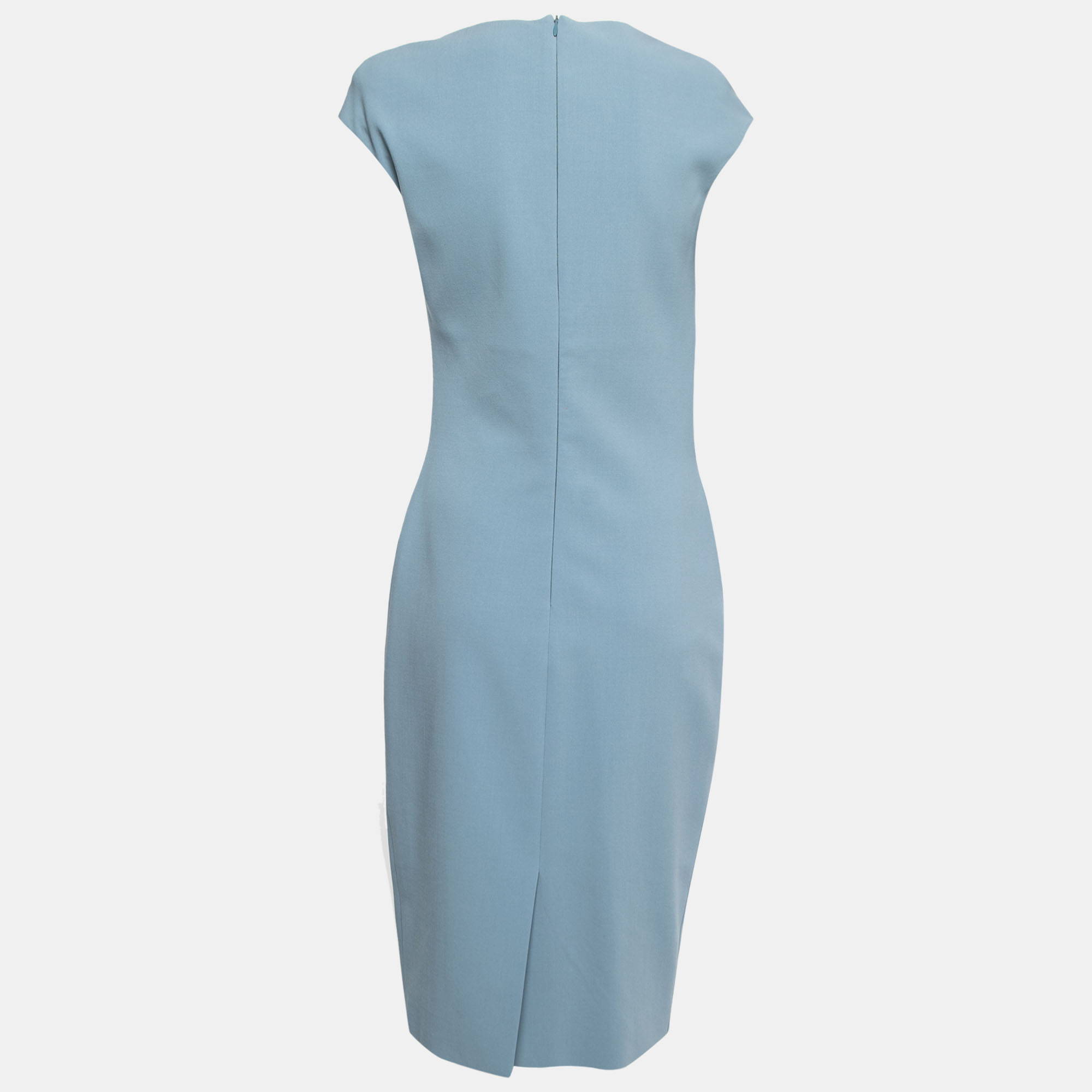 

Elie Saab Blue Crepe Ruch Detailed Sleeveless Midi Dress