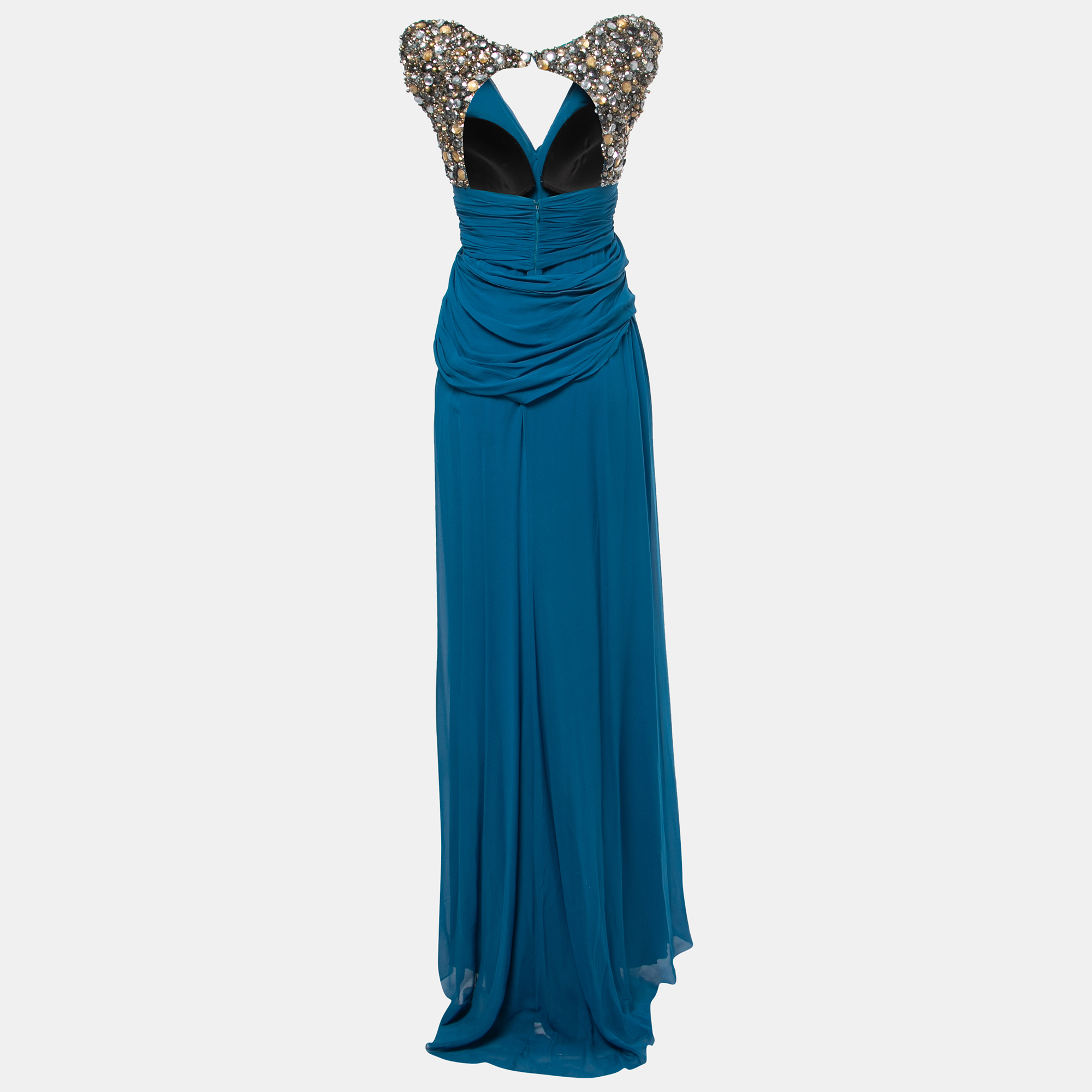 

Elie Saab Blue Embellished Detail Draped Gown