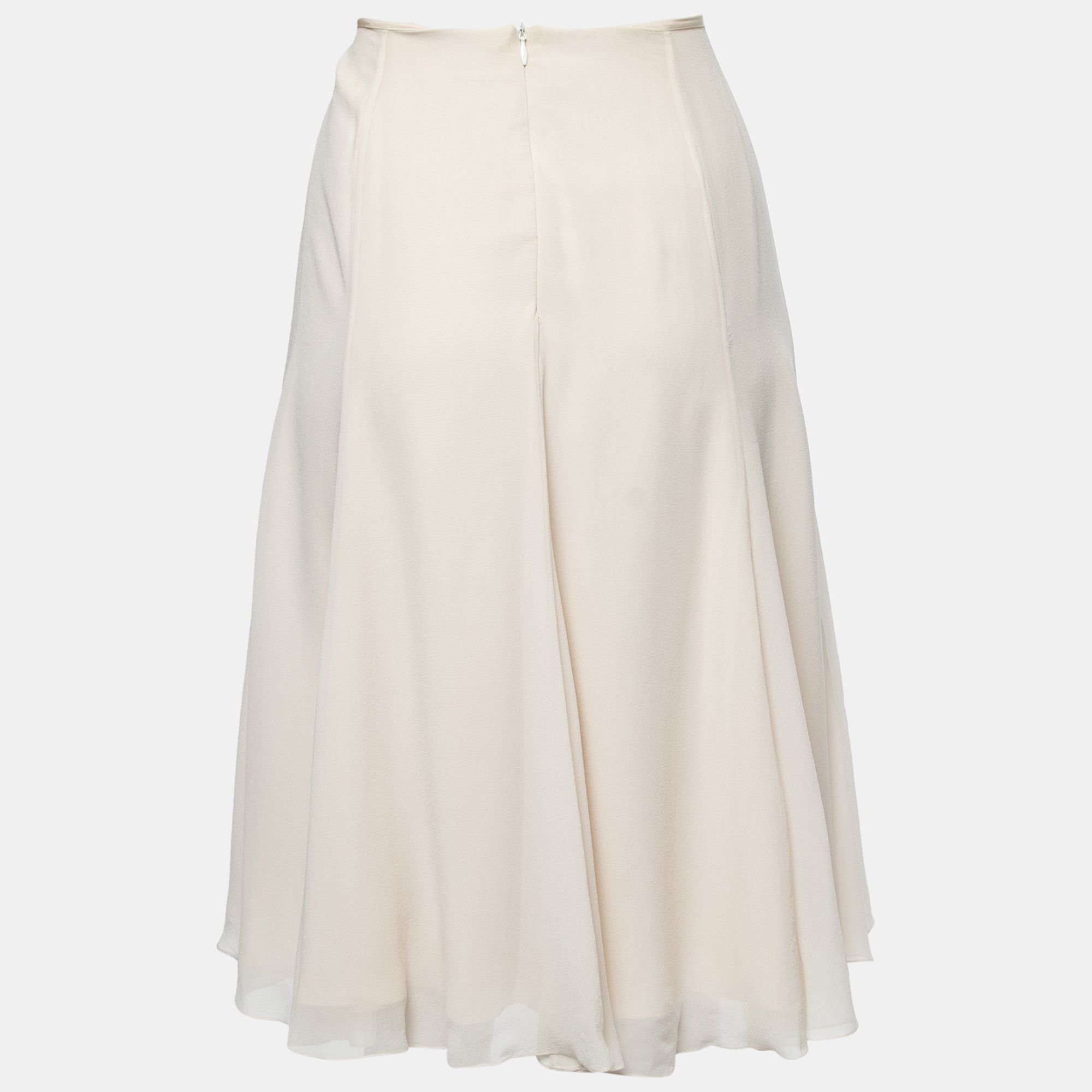 

Elie Saab Cream Crepe Flared Midi Skirt