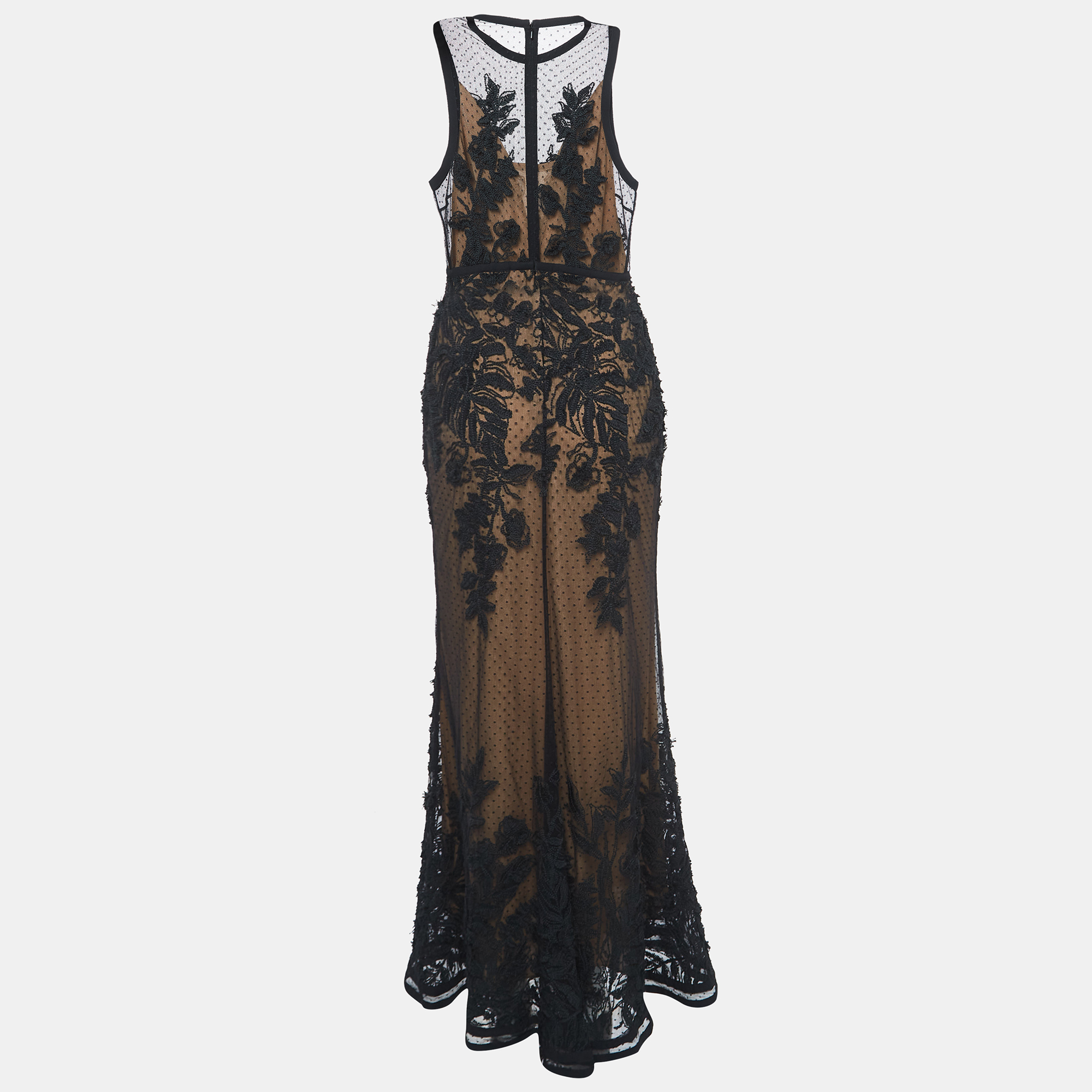 

Elie Saab Black Embroidered Tulle Sleeveless Gown