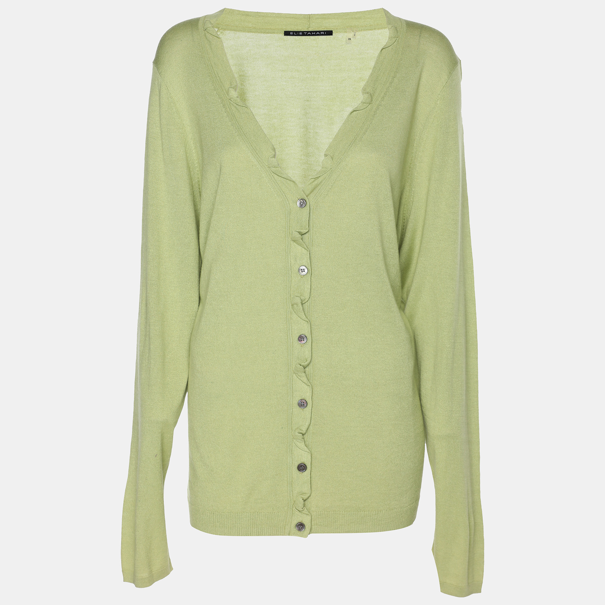 

Elie Tahari Green Stretch Knit Sammy Long Sleeve Sweatshirt XXL