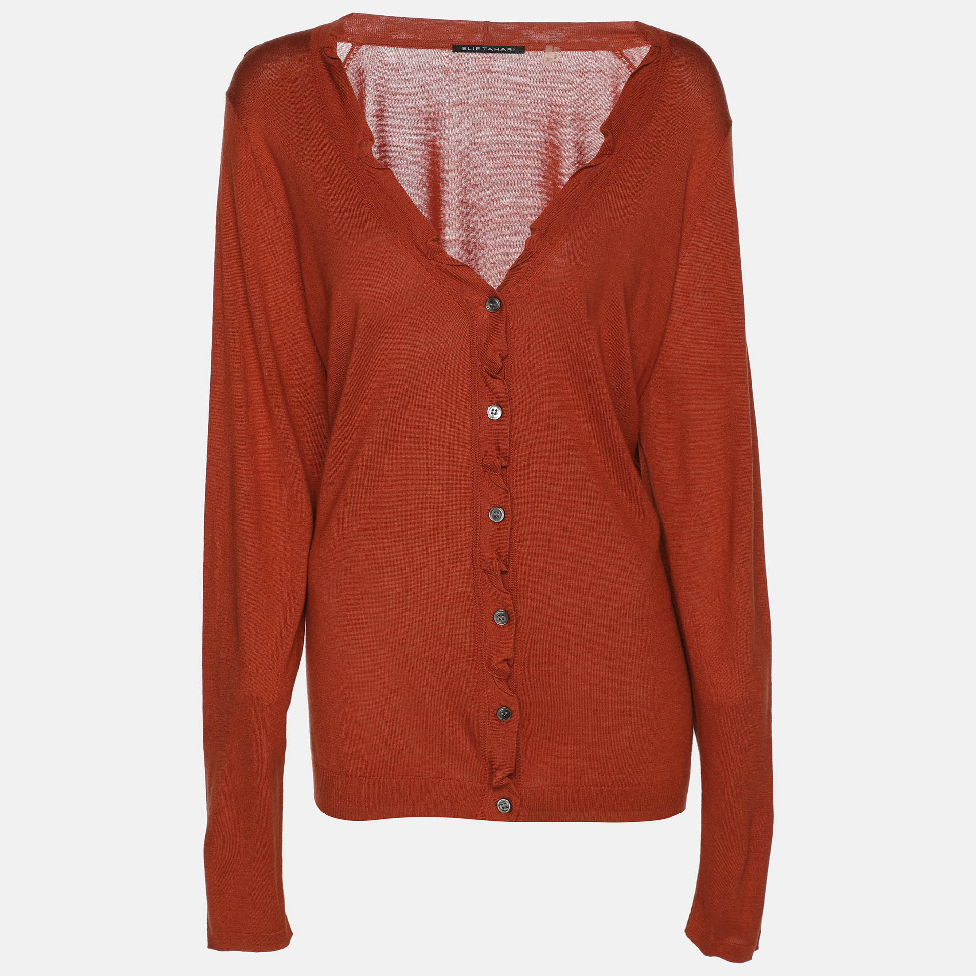 

Elie Tahari Bronze Stretch Knit Sammy Long Sleeve Shirt XXL, Red