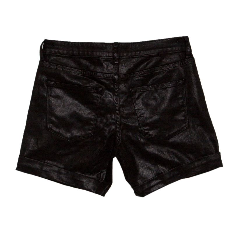 

Elie Tahari Black Azella Coated Denim Shorts