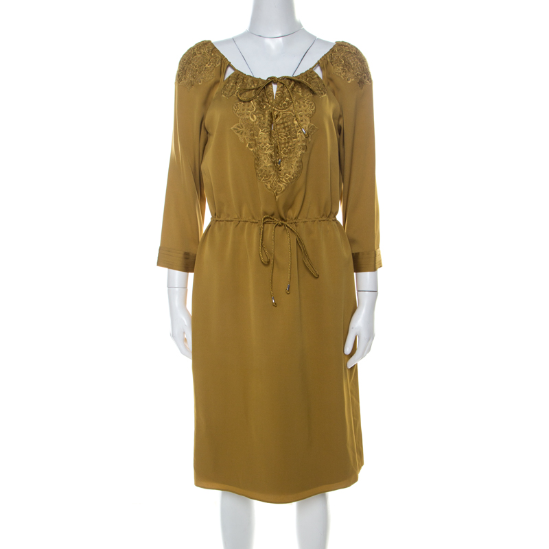 tahari gold dress