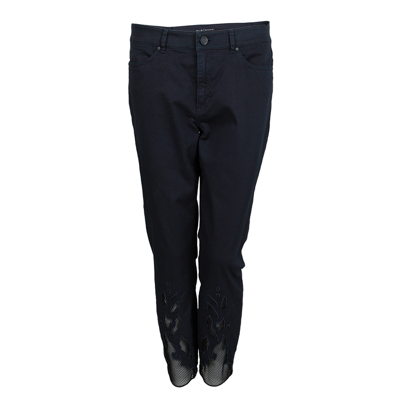 Pre Owned Elie Tahari Navy Blue Cutout Detail Slim Fit Mona Jeans M