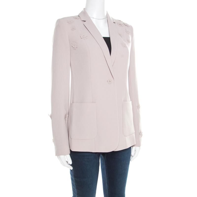 

Elie Tahari Beige Floral Applique Wendy Blazer