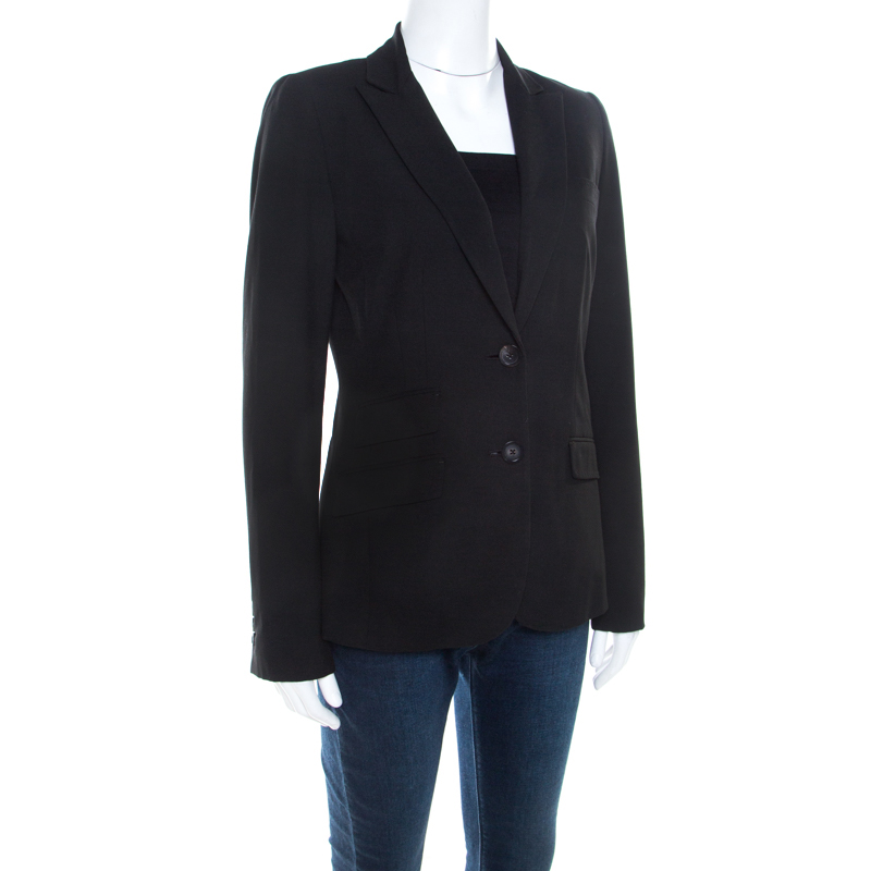 

Elie Tahari Black Cotton Blend Classic Fitted Blazer