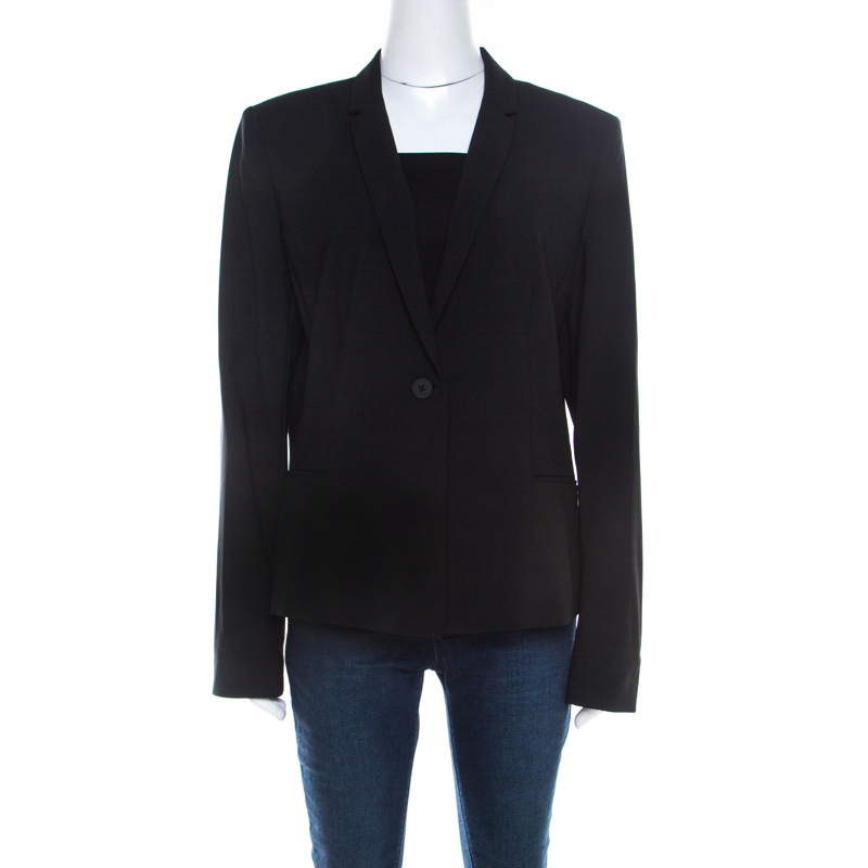Elie Tahari Black Wool Single Button Alma Jacket XL 