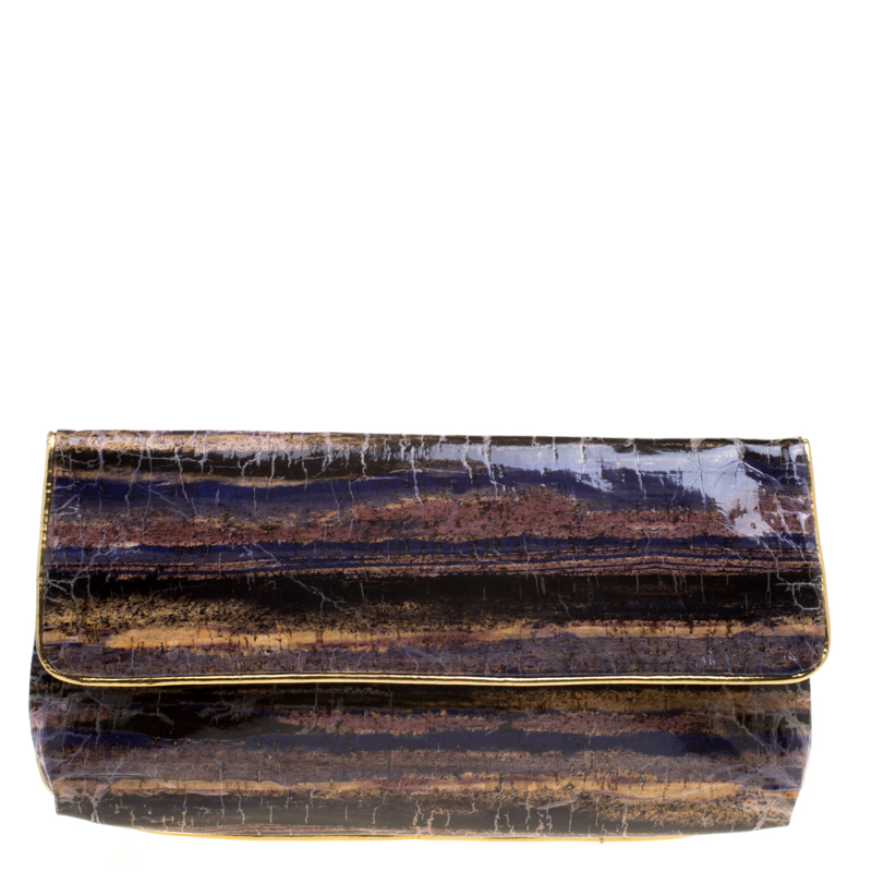 Pre Owned Elie Tahari Multicolored Patent Leather Clutch